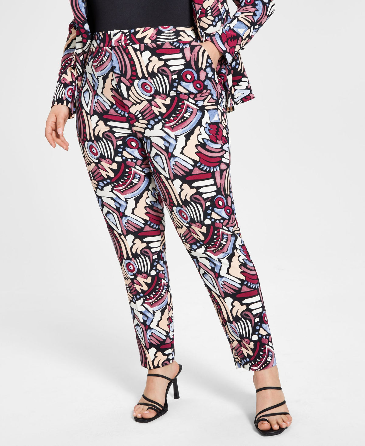 Nina Parker Trendy Plus Size Printed Tailored Pants
