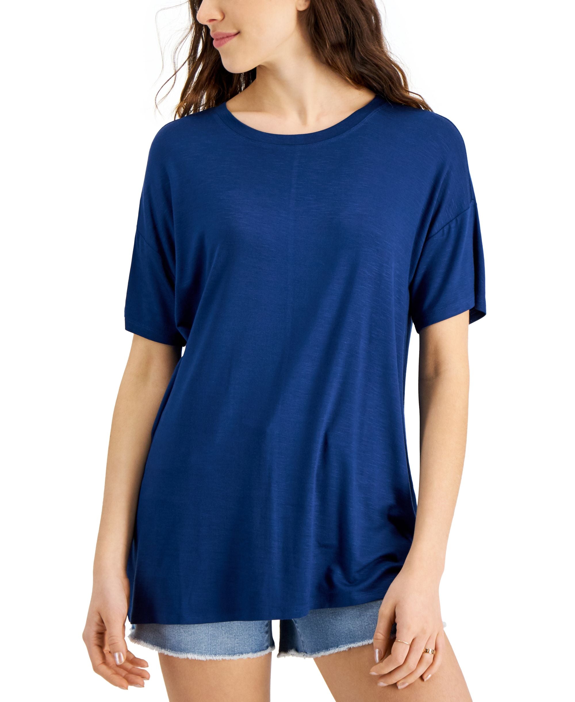 Style & Co Womens Drop Shoulder Drapey T-Shirt