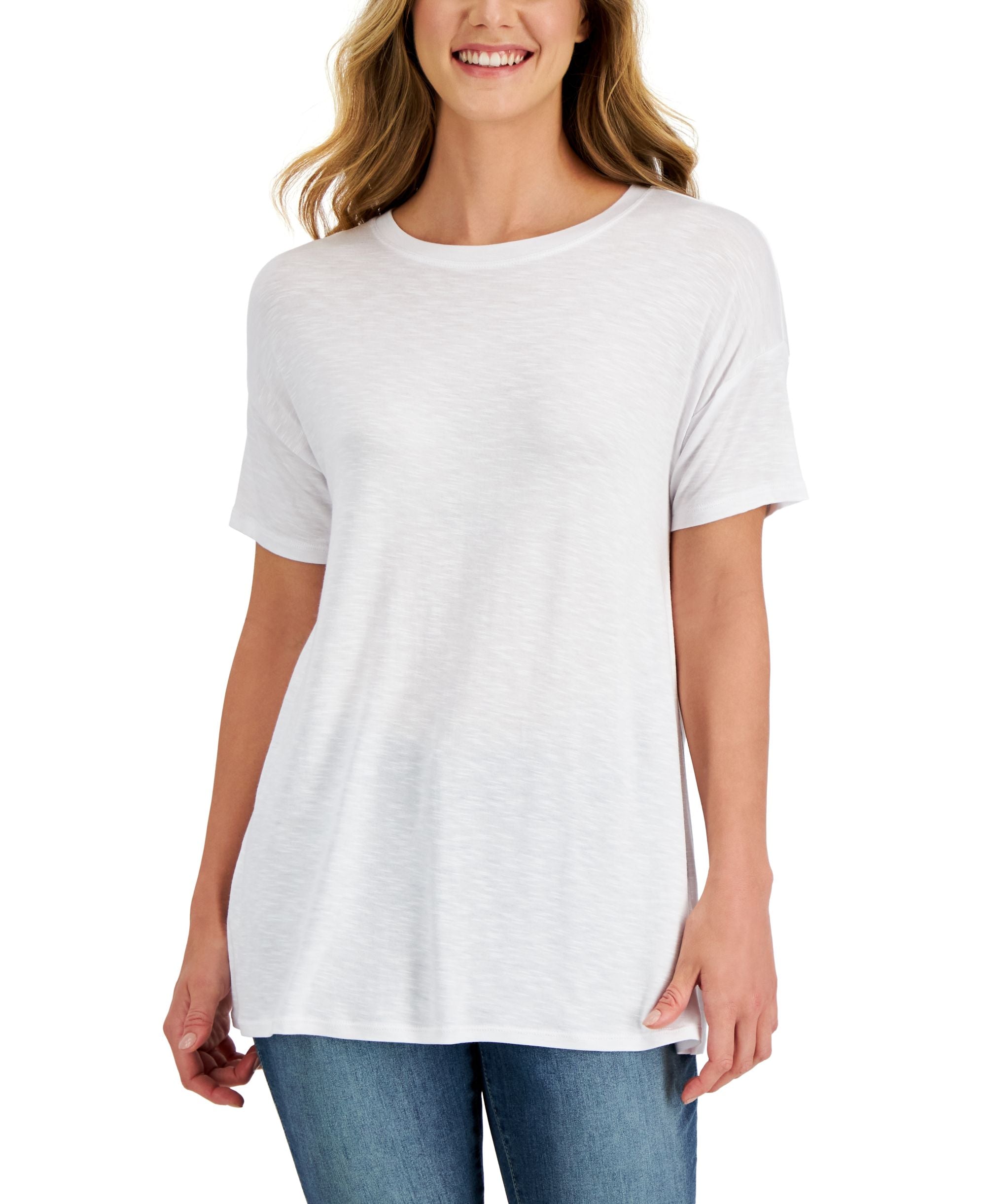 Style & Co Womens Drop Shoulder Drapey T-Shirt