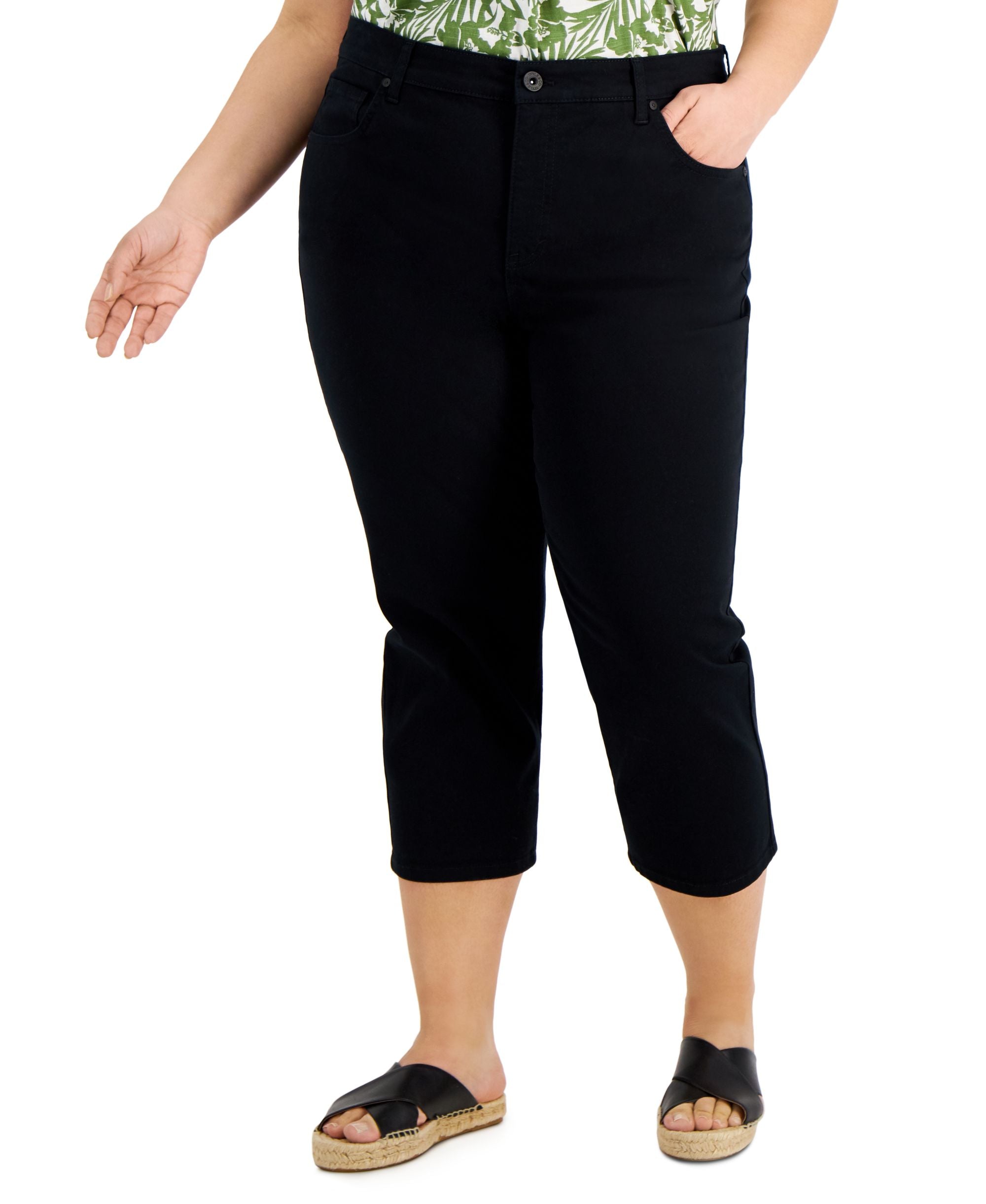 Style & Co Plus Size High Rise Cropped Capri Jeans