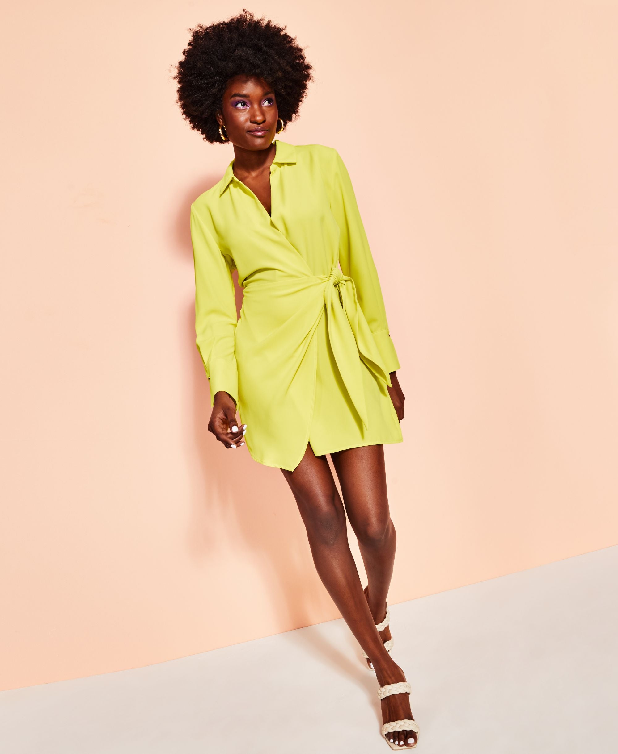 Tropical-Print Wrap Dress