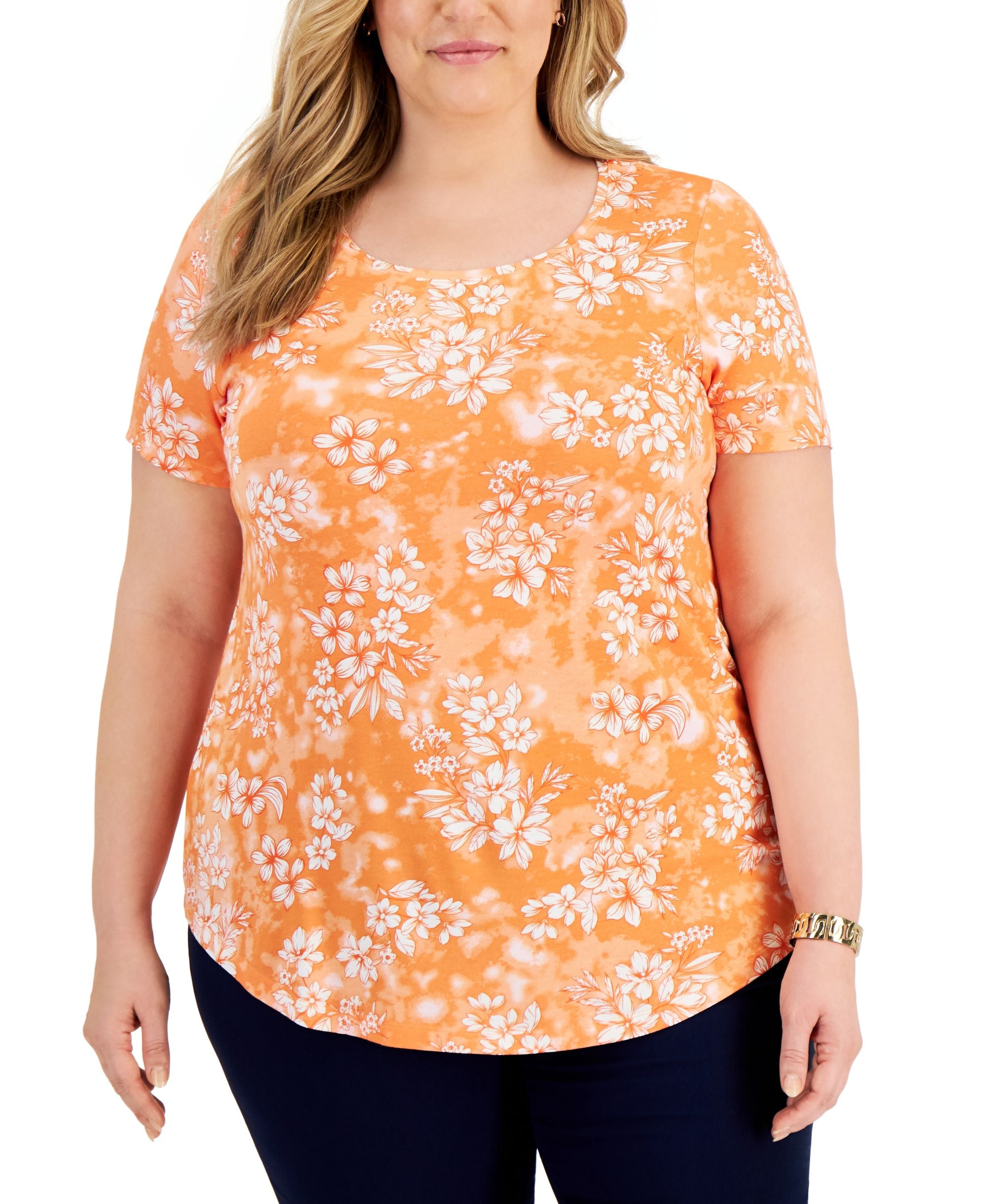 JM Collection Plus Size Printed Top