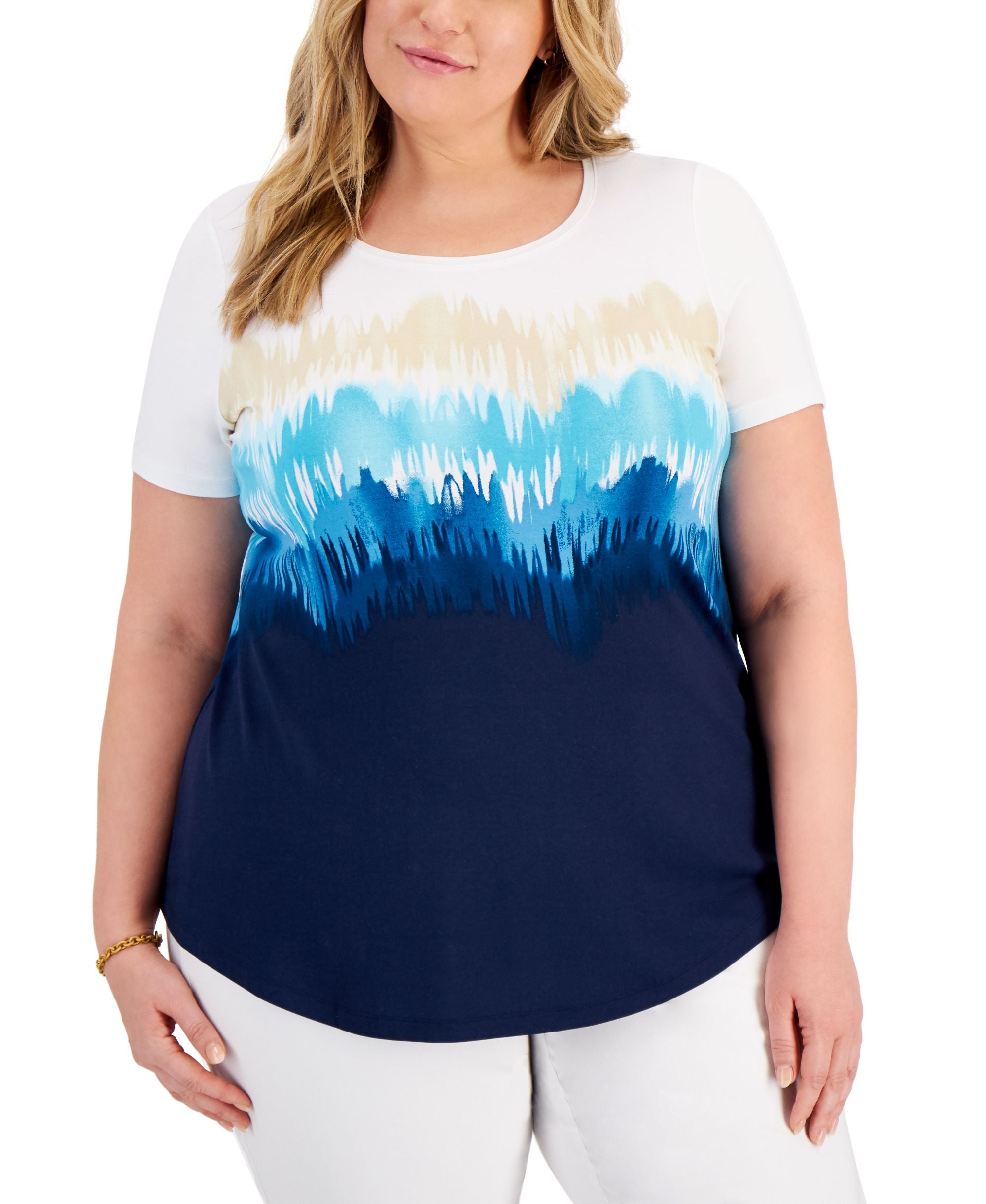 JM Collection Plus Size Tie Dyed Top