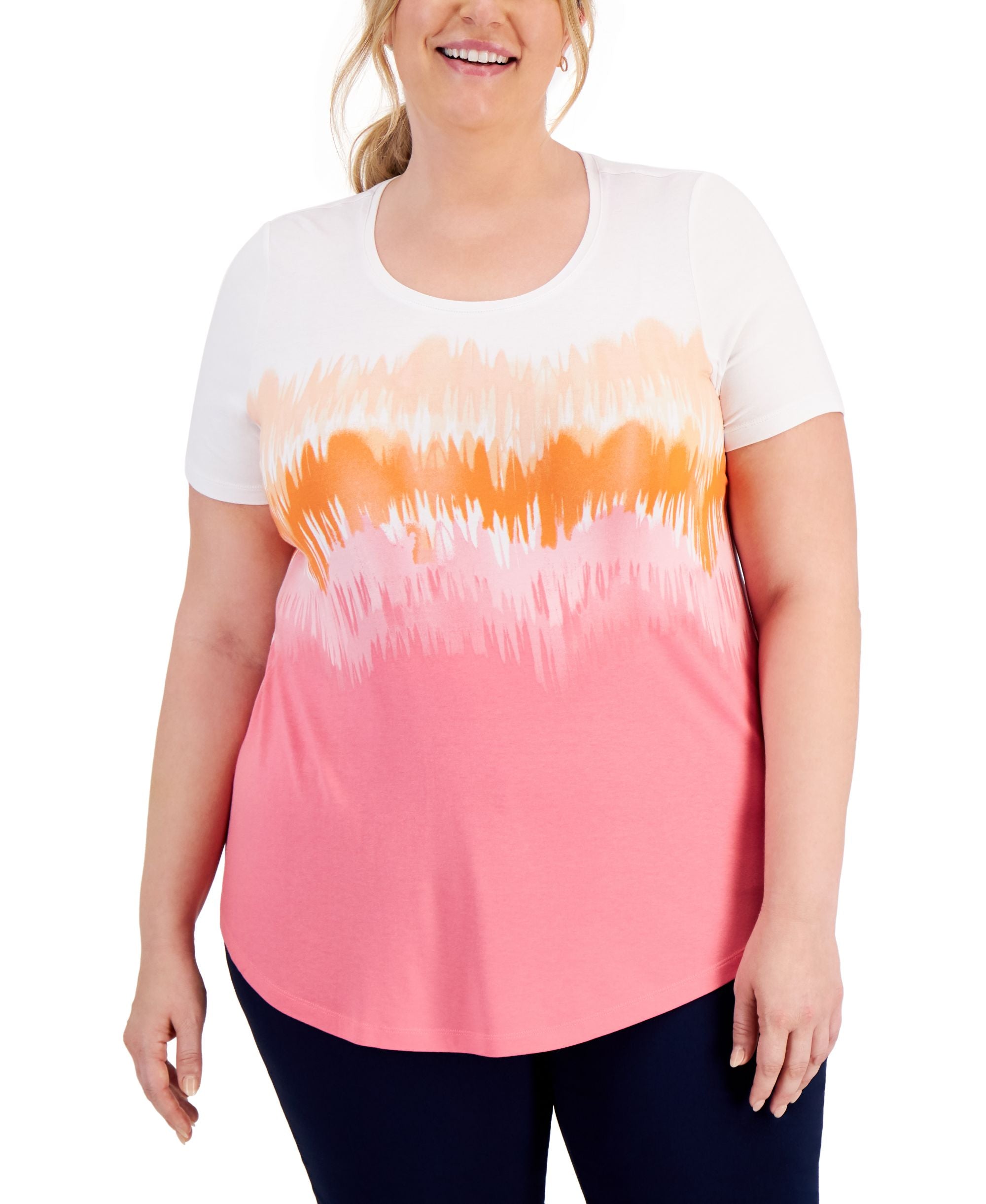 JM Collection Plus Size Tie Dyed Top