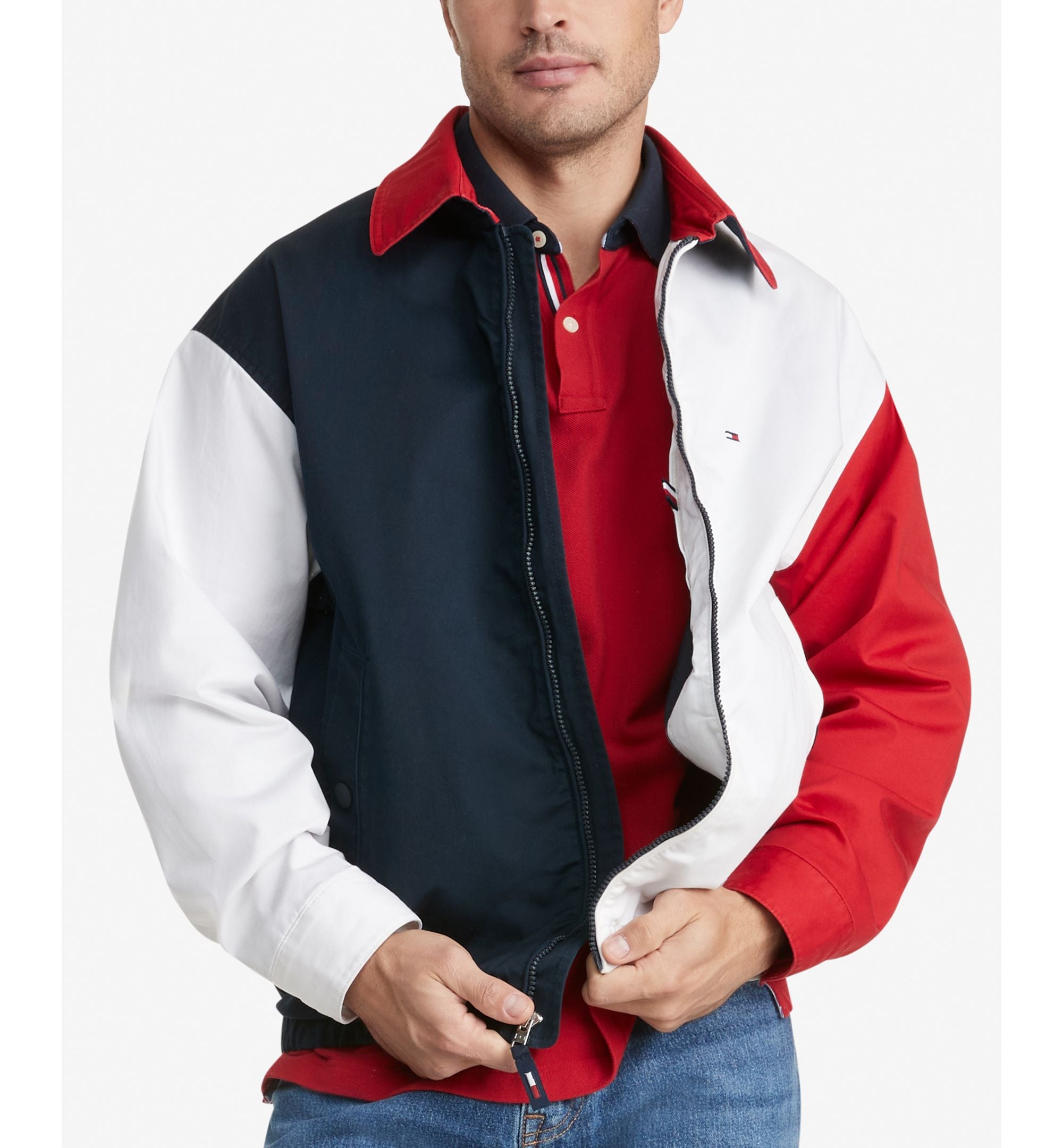 Tommy Hilfiger Mens Color Block Ivy Jacket
