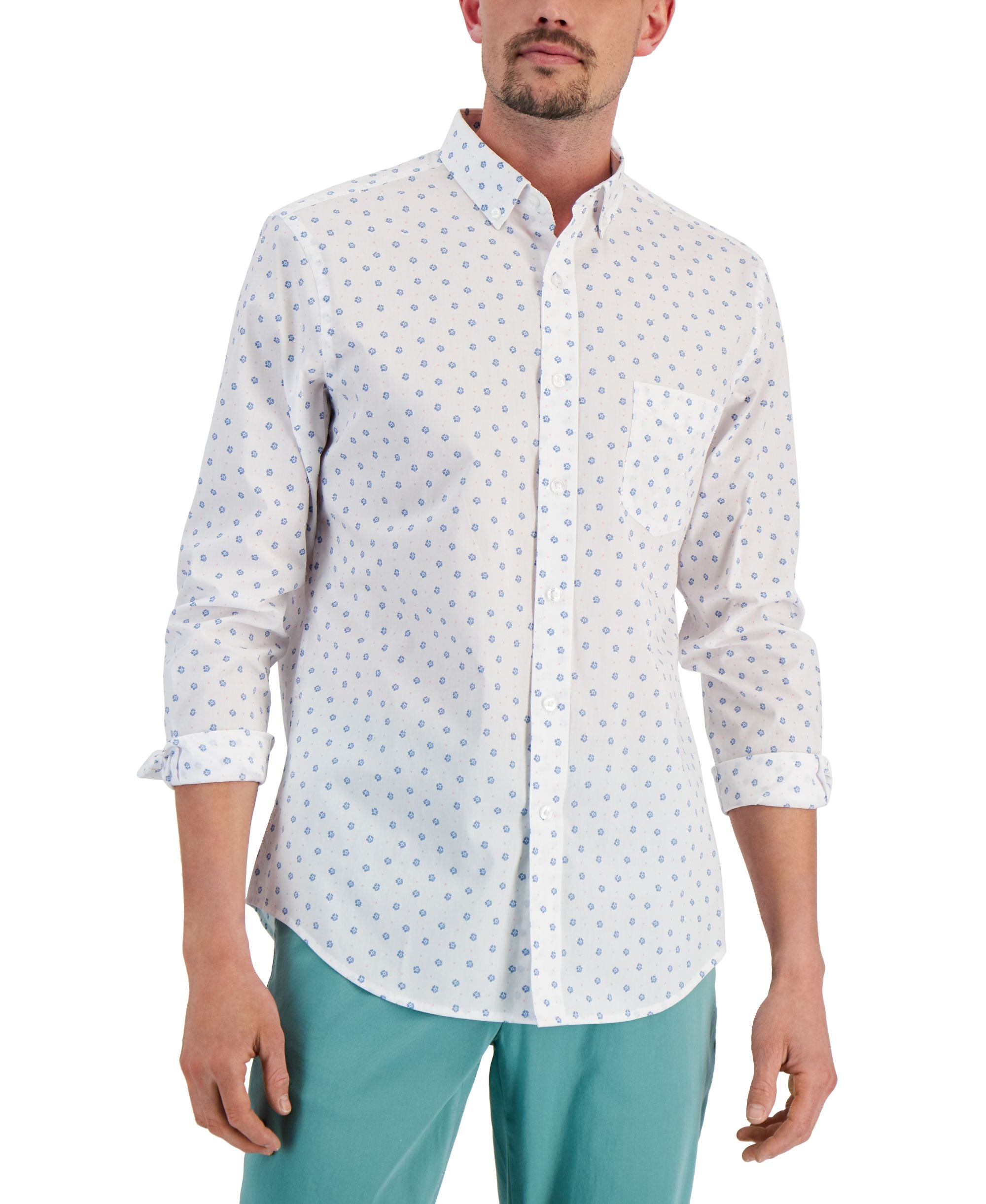 Club Room Mens Floral Print Shirt