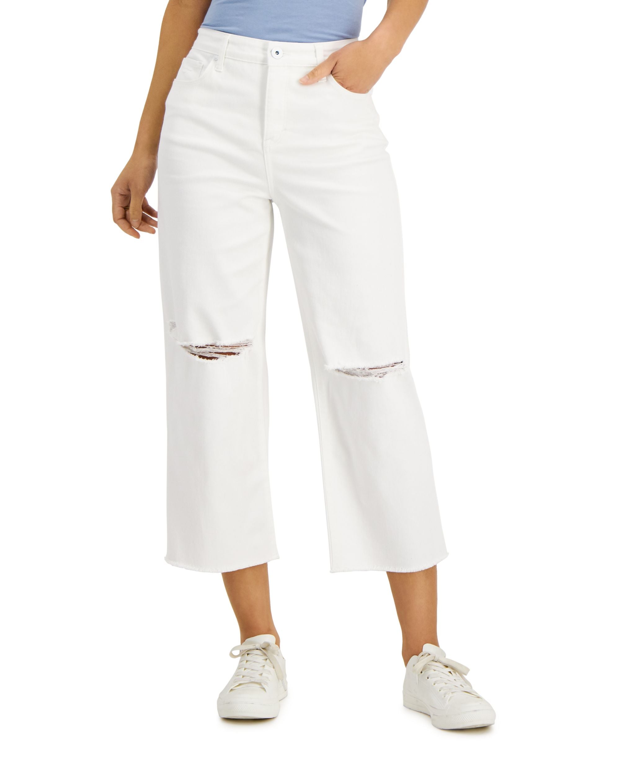 Style & Co Womens Destructed Cropped Jeans