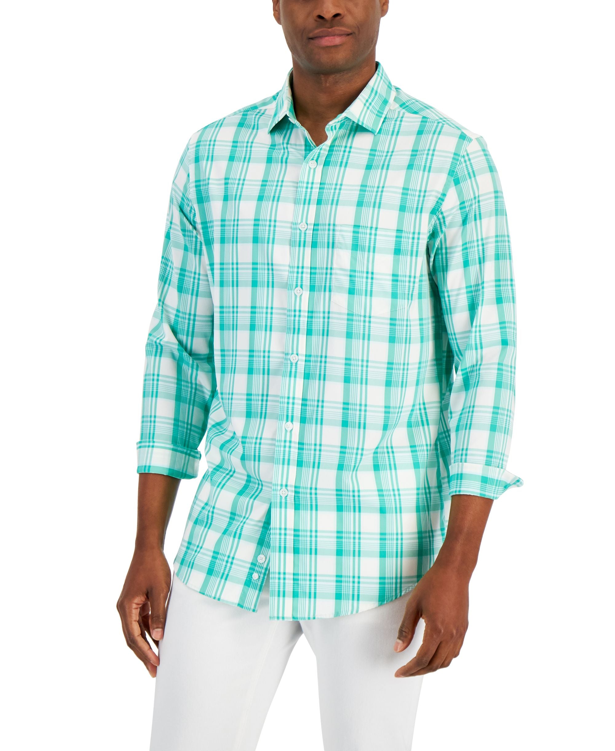 Club Room Mens Regular Fit Plaid Shirt