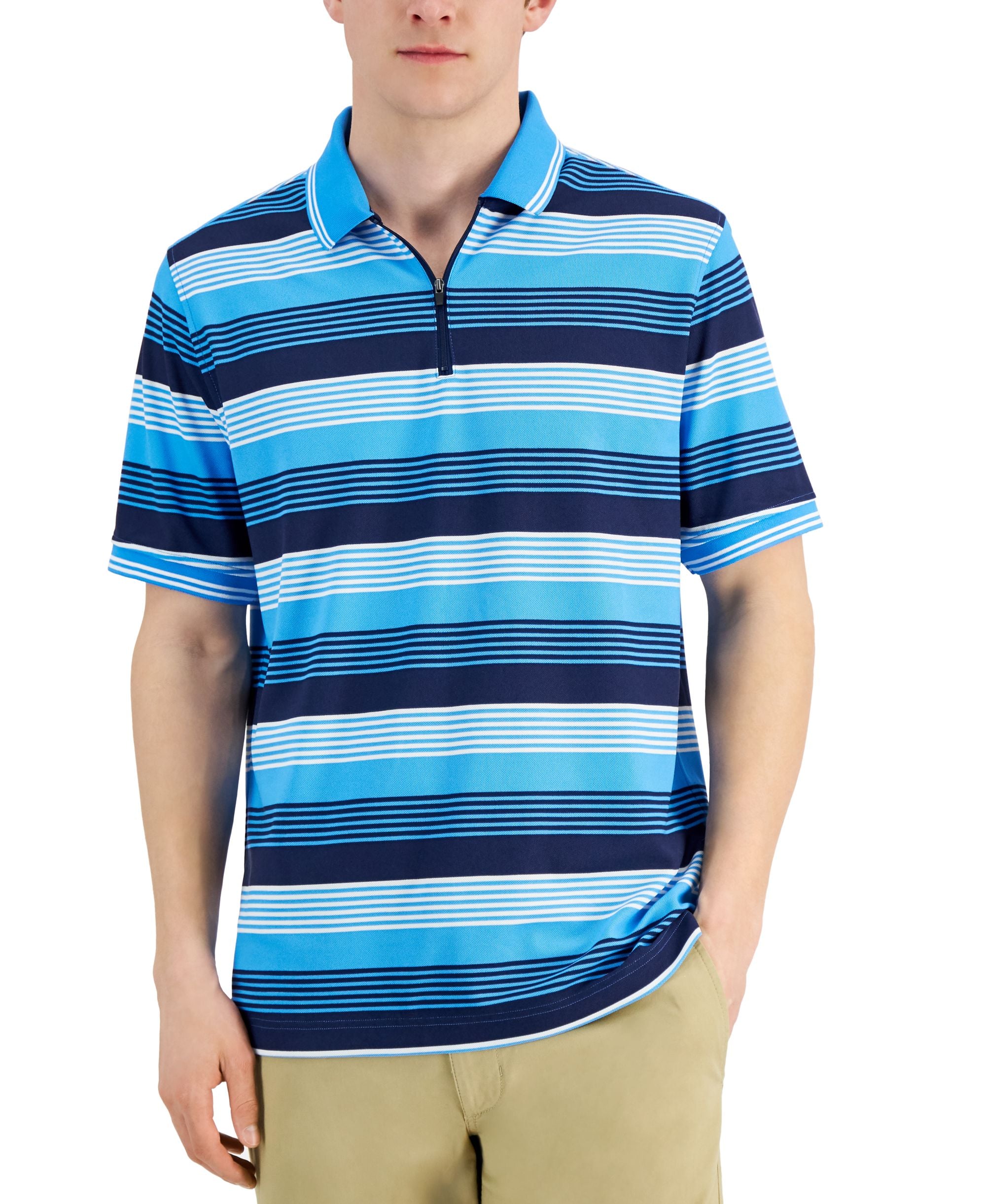 Club Room Mens Sporty Digital Stripe Polo Shirt