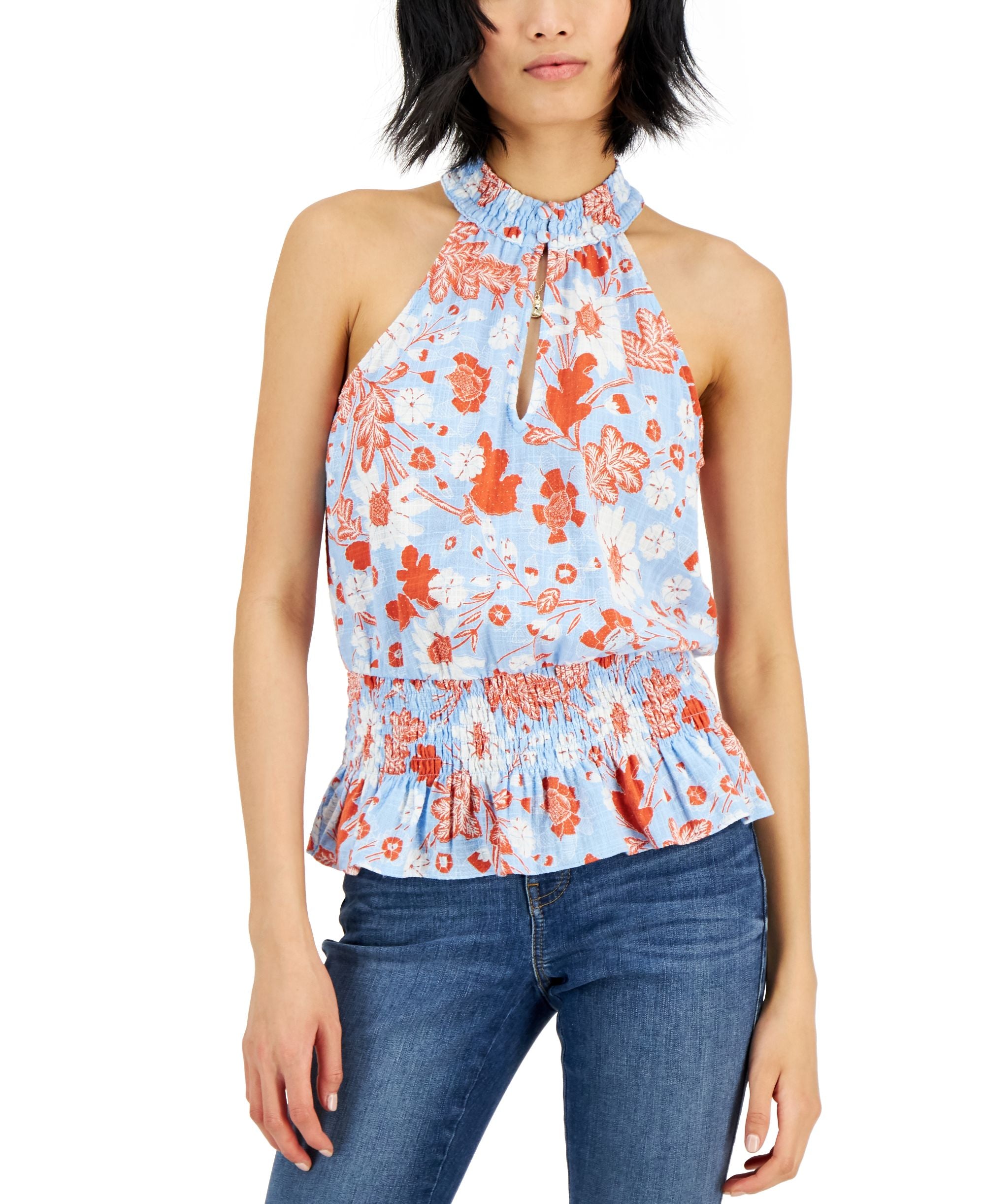 INC International Concepts Womens Printed Mock Neck Top
