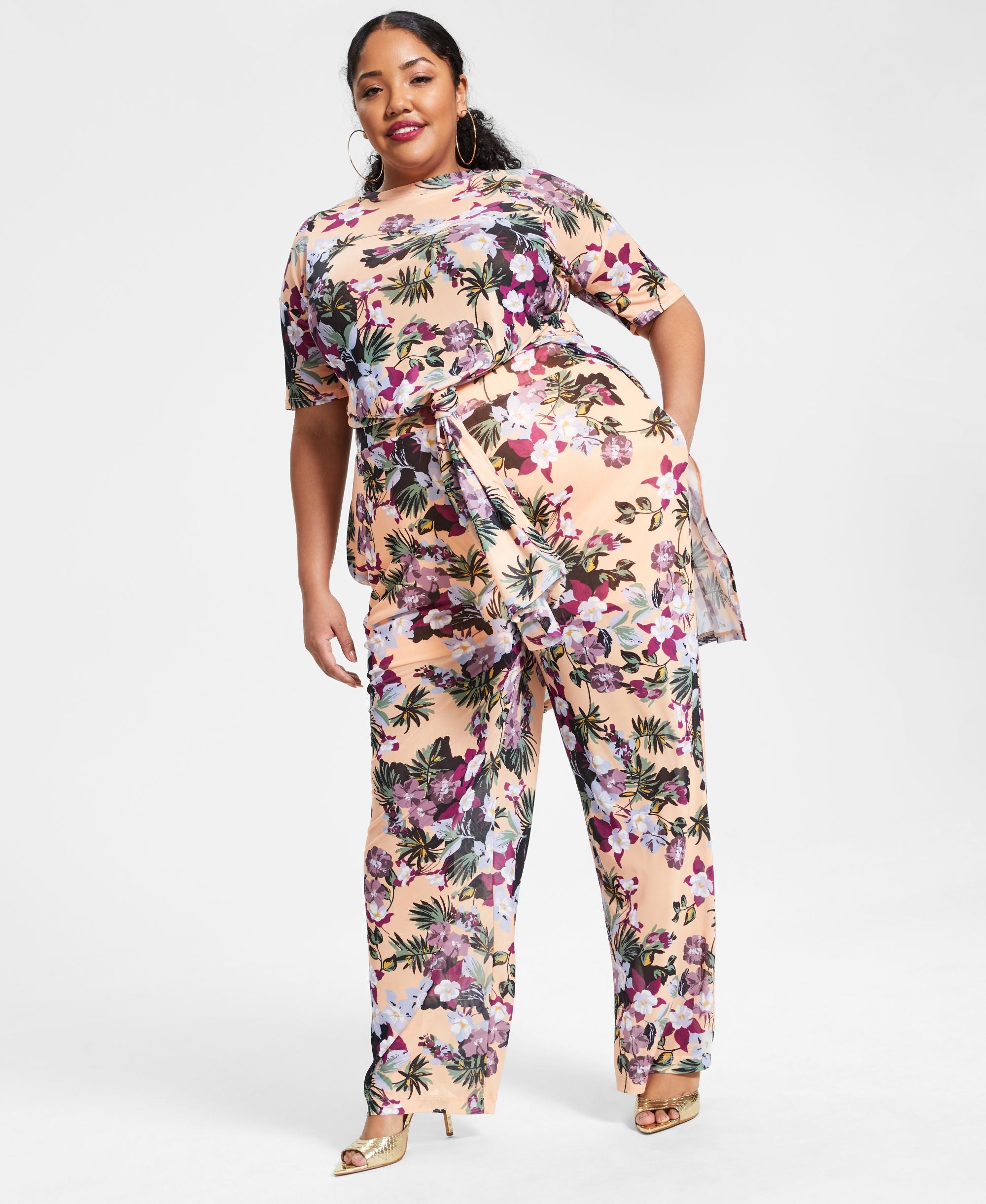 Nina Parker Trendy Plus Size Mesh Tunic