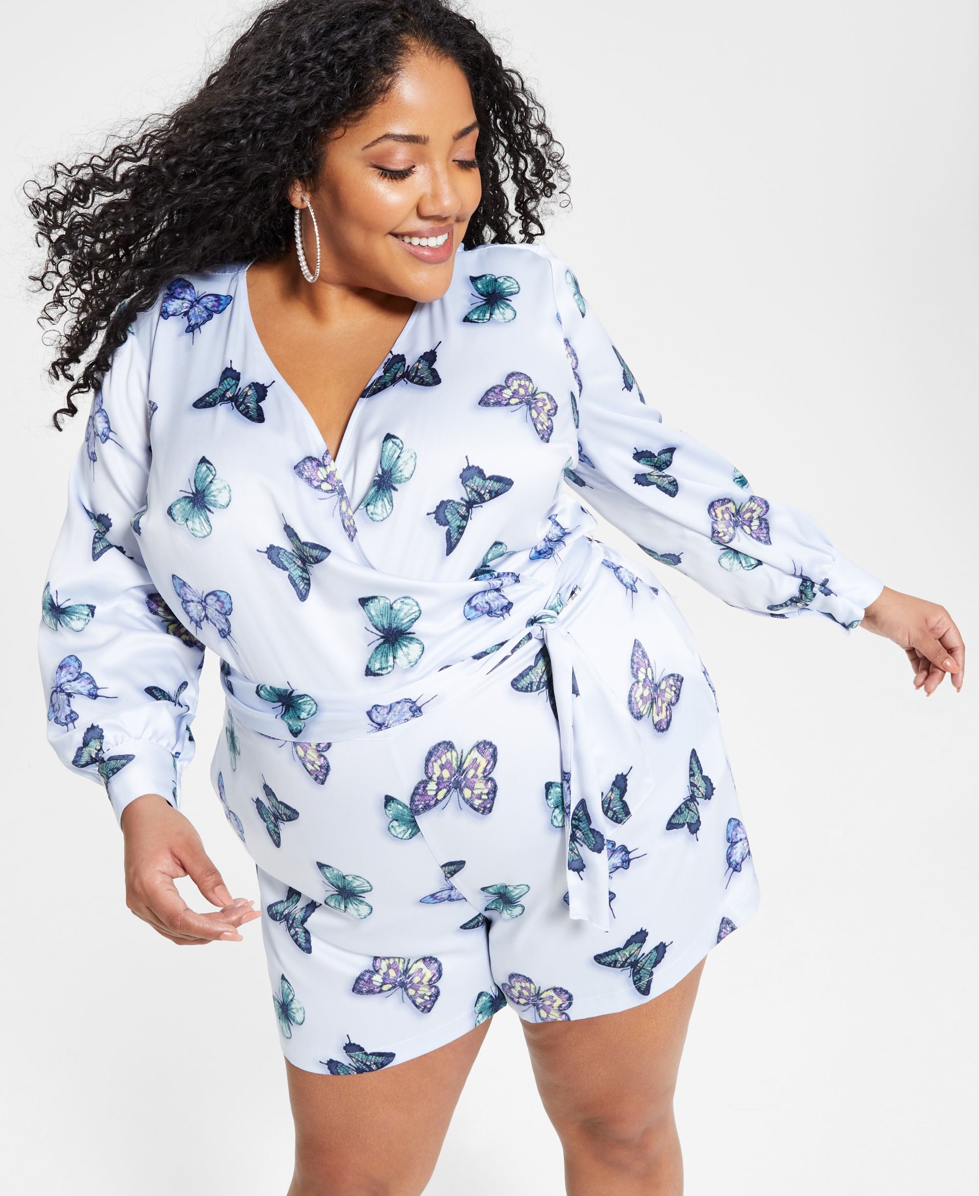Nina Parker Trendy Plus Size Satin Romper