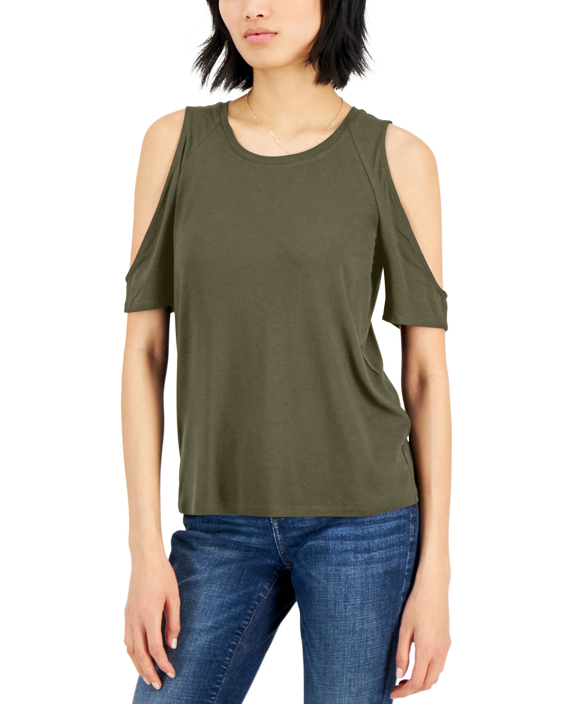 INC International Concepts Womens Cold Shoulder T-Shirt