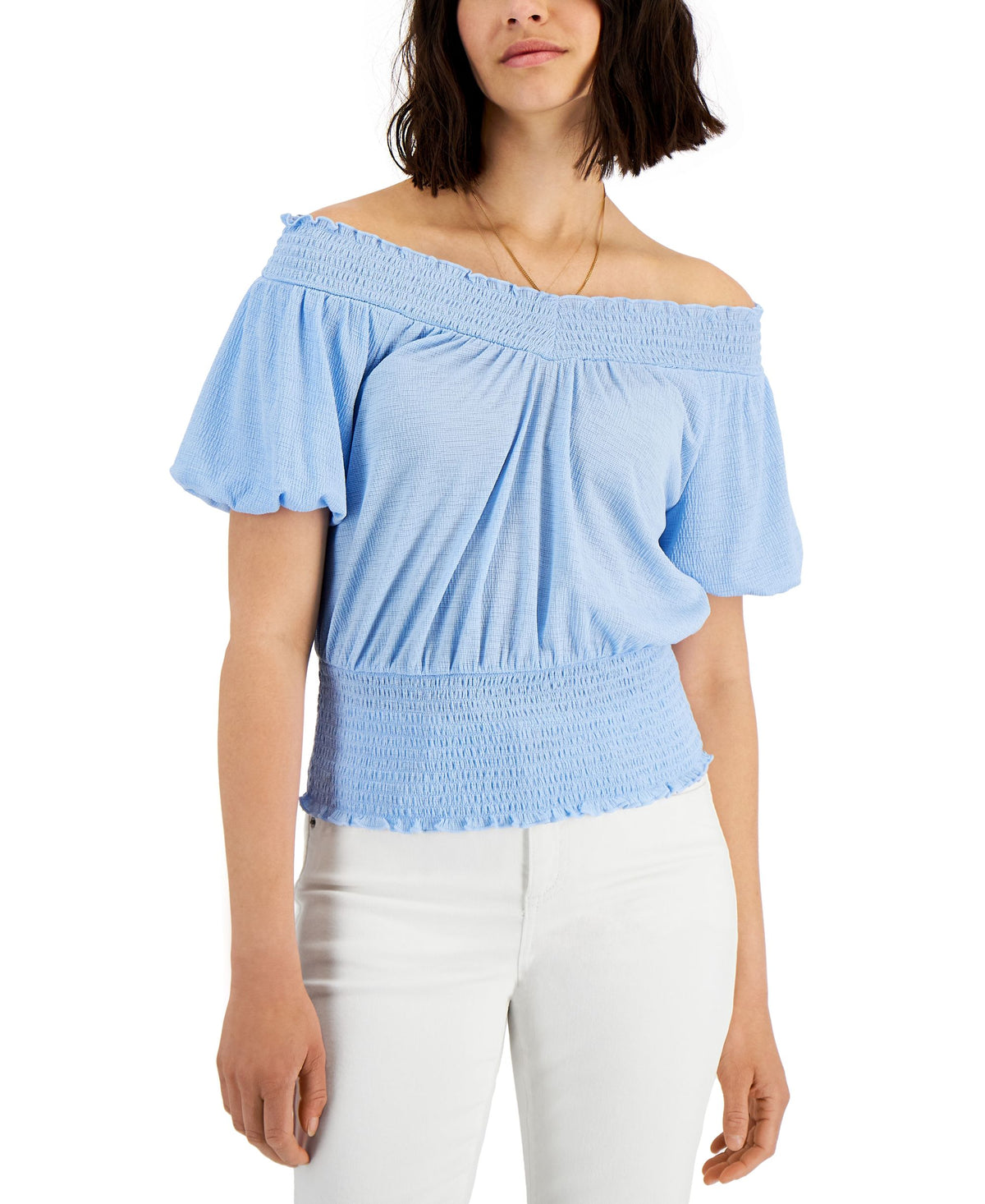 INC International Concepts Womens Smocked Top