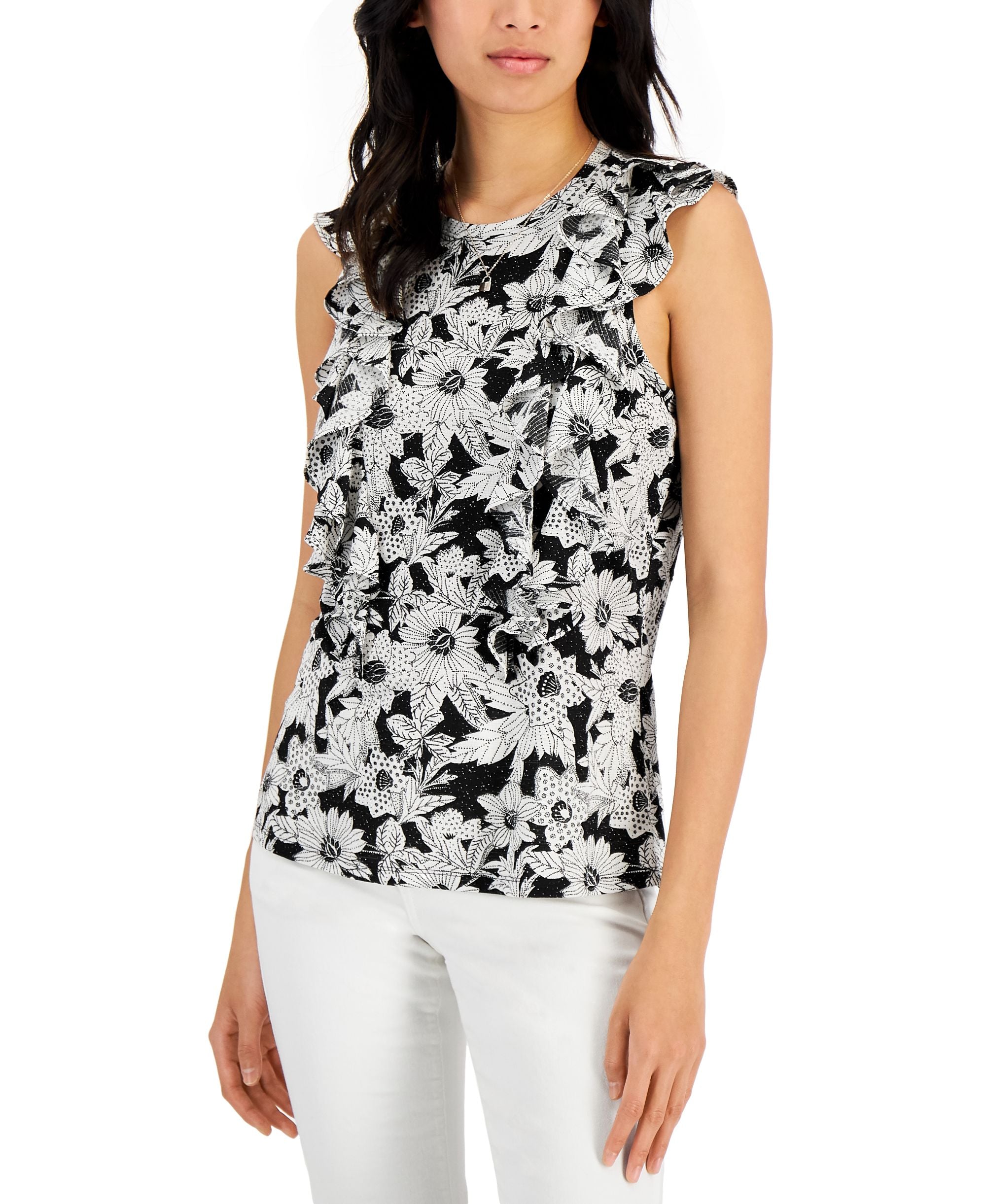 INC International Concepts Womens Ruffled Top