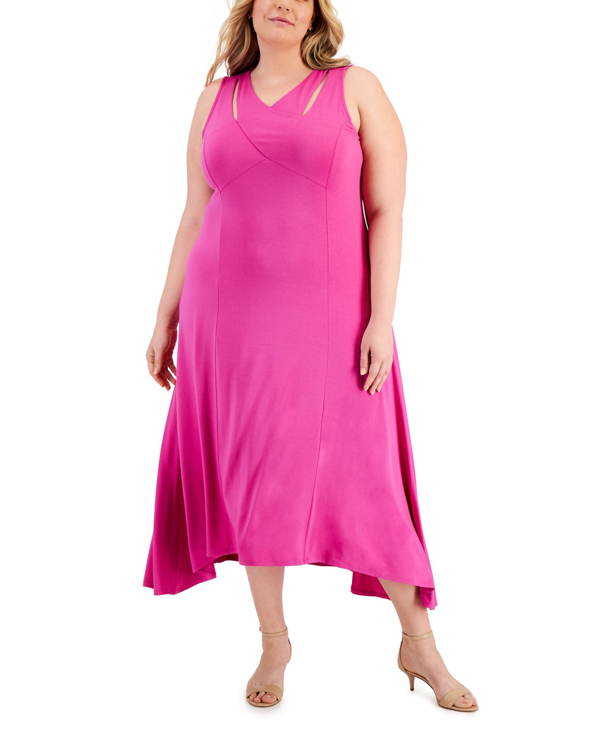 JM Collection Plus Size Sleeveless Midi Dress