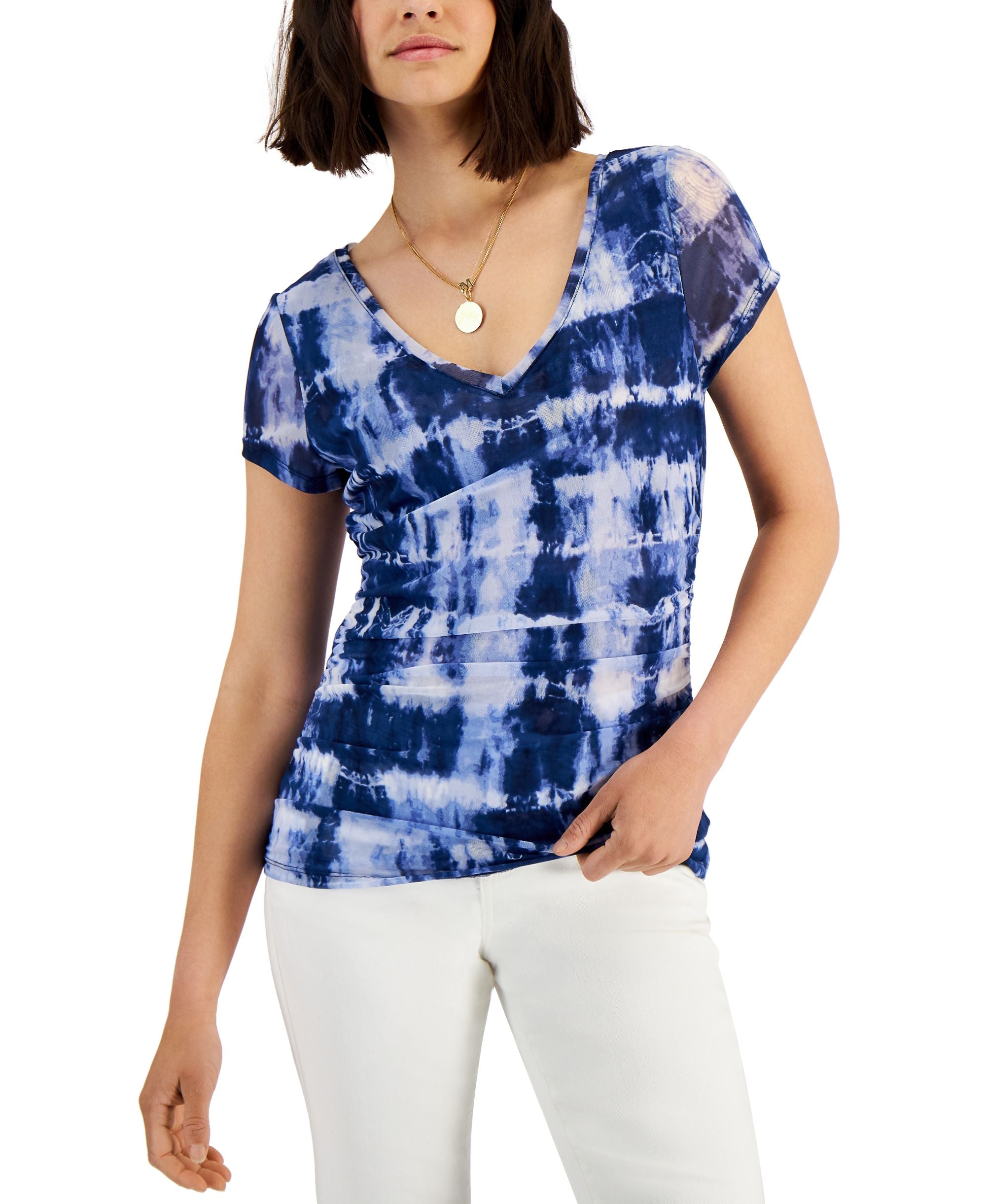 INC International Concepts Plus Size Cotton Tie Dyed Top
