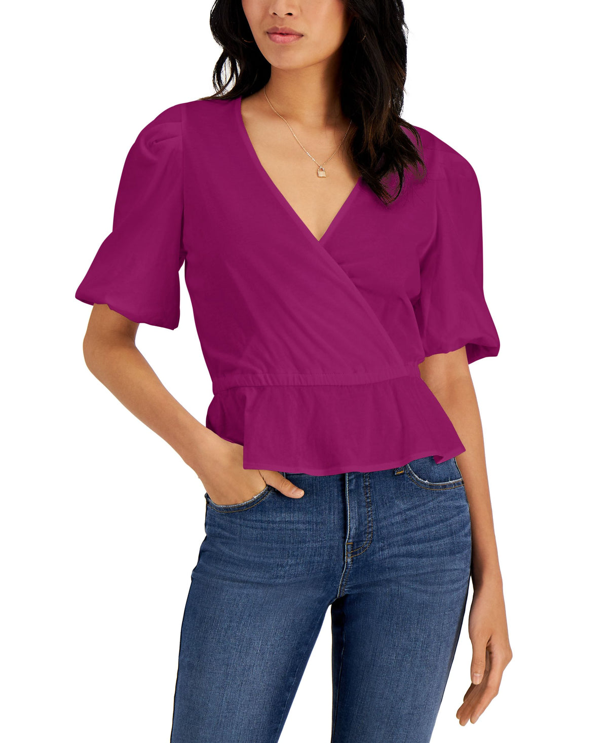 INC International Concepts Womens Puff Sleeve Top