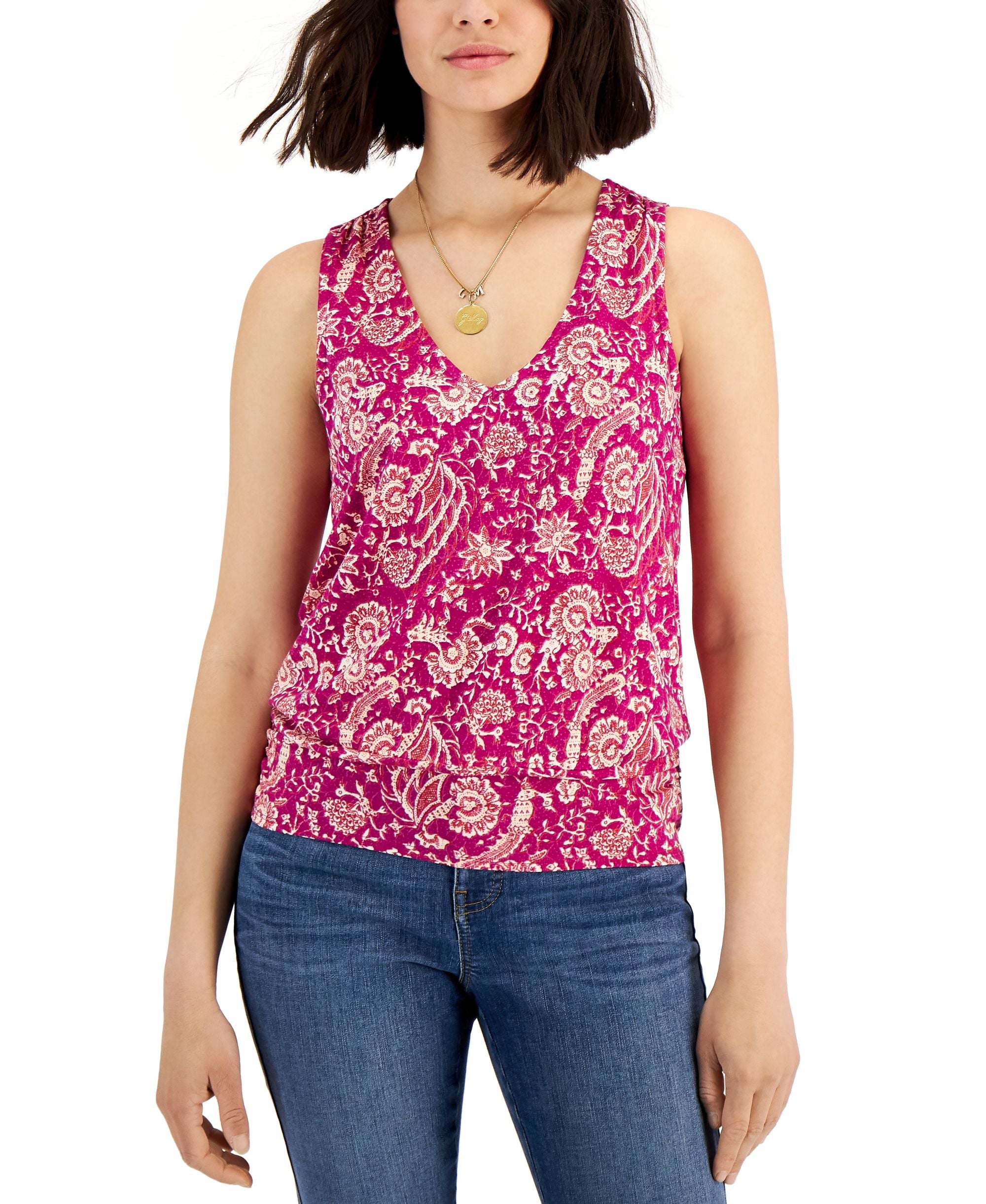 INC International Concepts Womens Printed Sleeveless Top