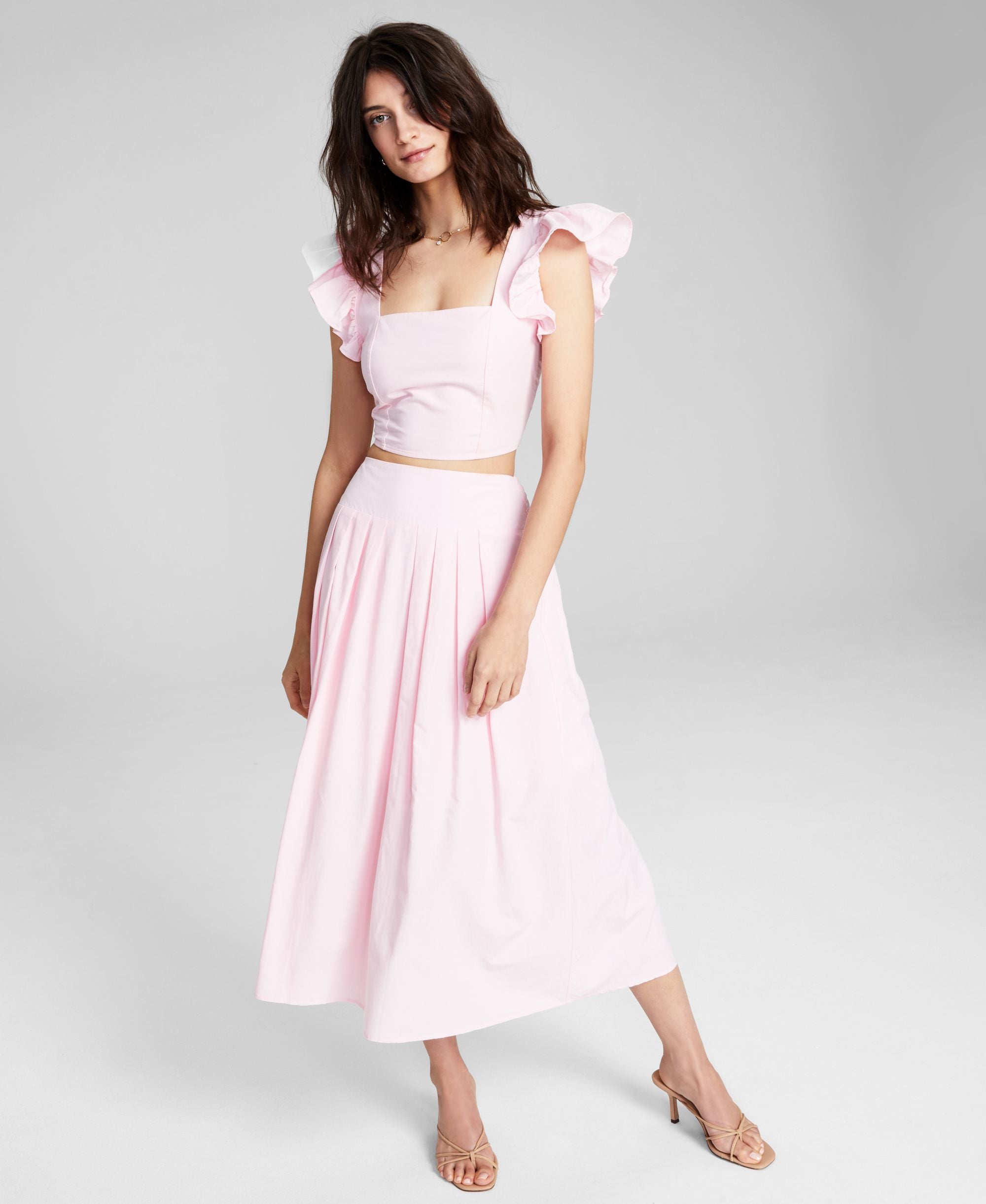 Now This Womens Flutter Sleeve Crop Top