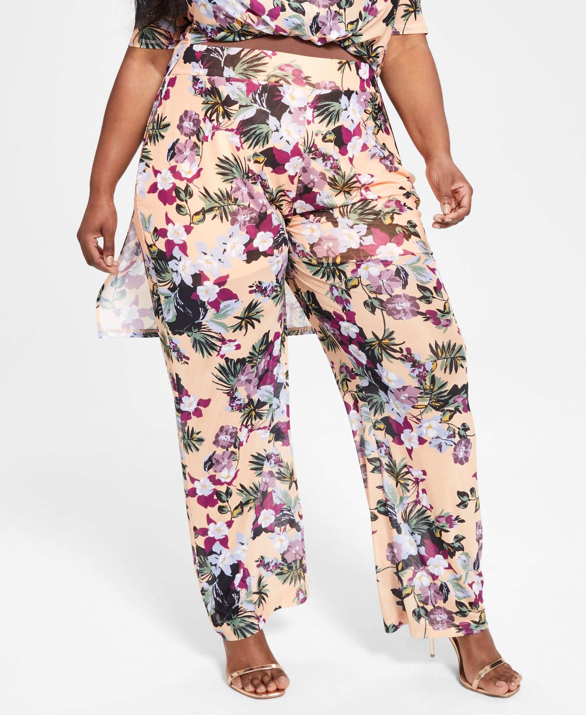 Nina Parker Trendy Plus Size Printed Mesh Pants