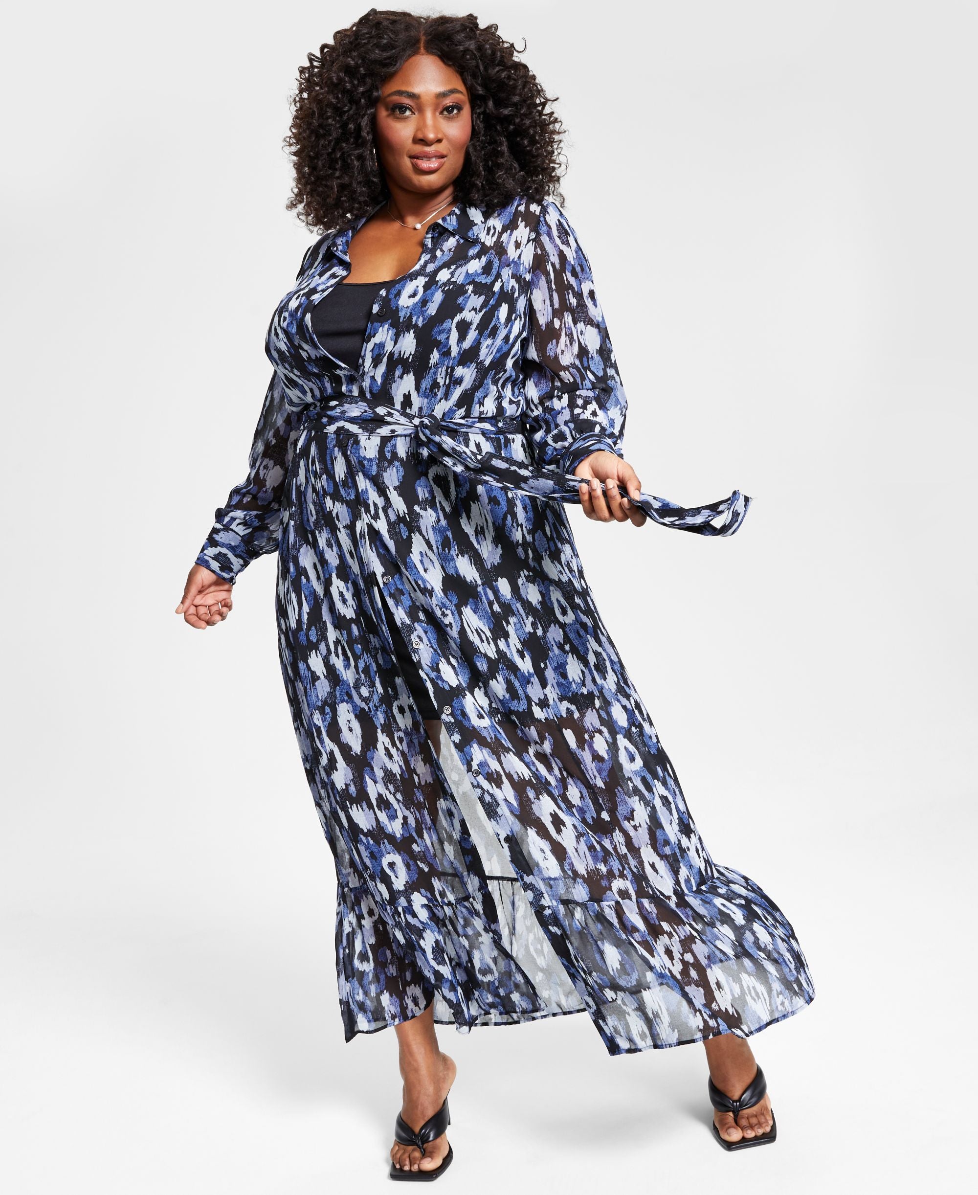 Nina Parker Trendy Plus Size Shirt Dress