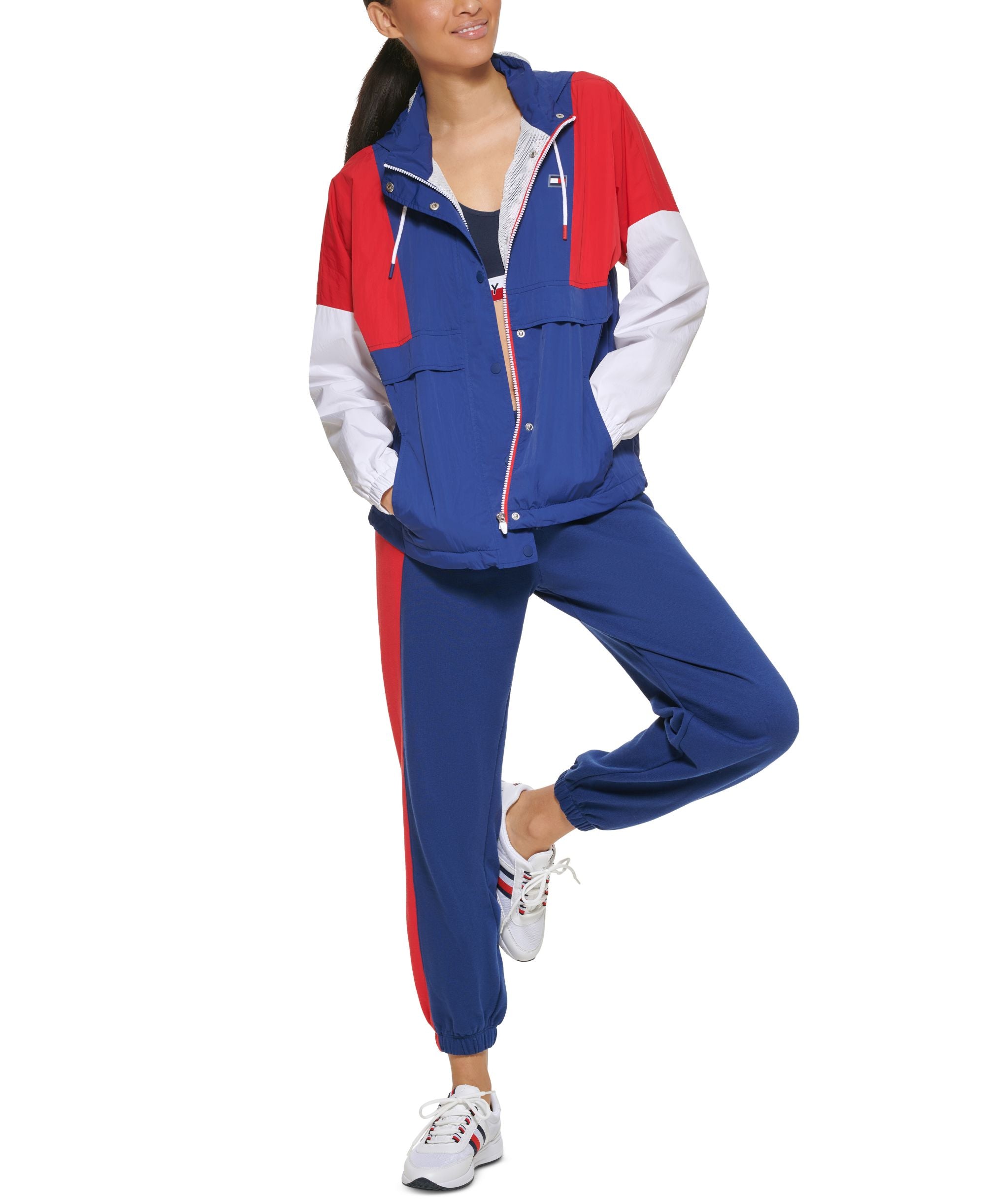 Tommy Hilfiger Sport Womens Colorblocked Windbreaker