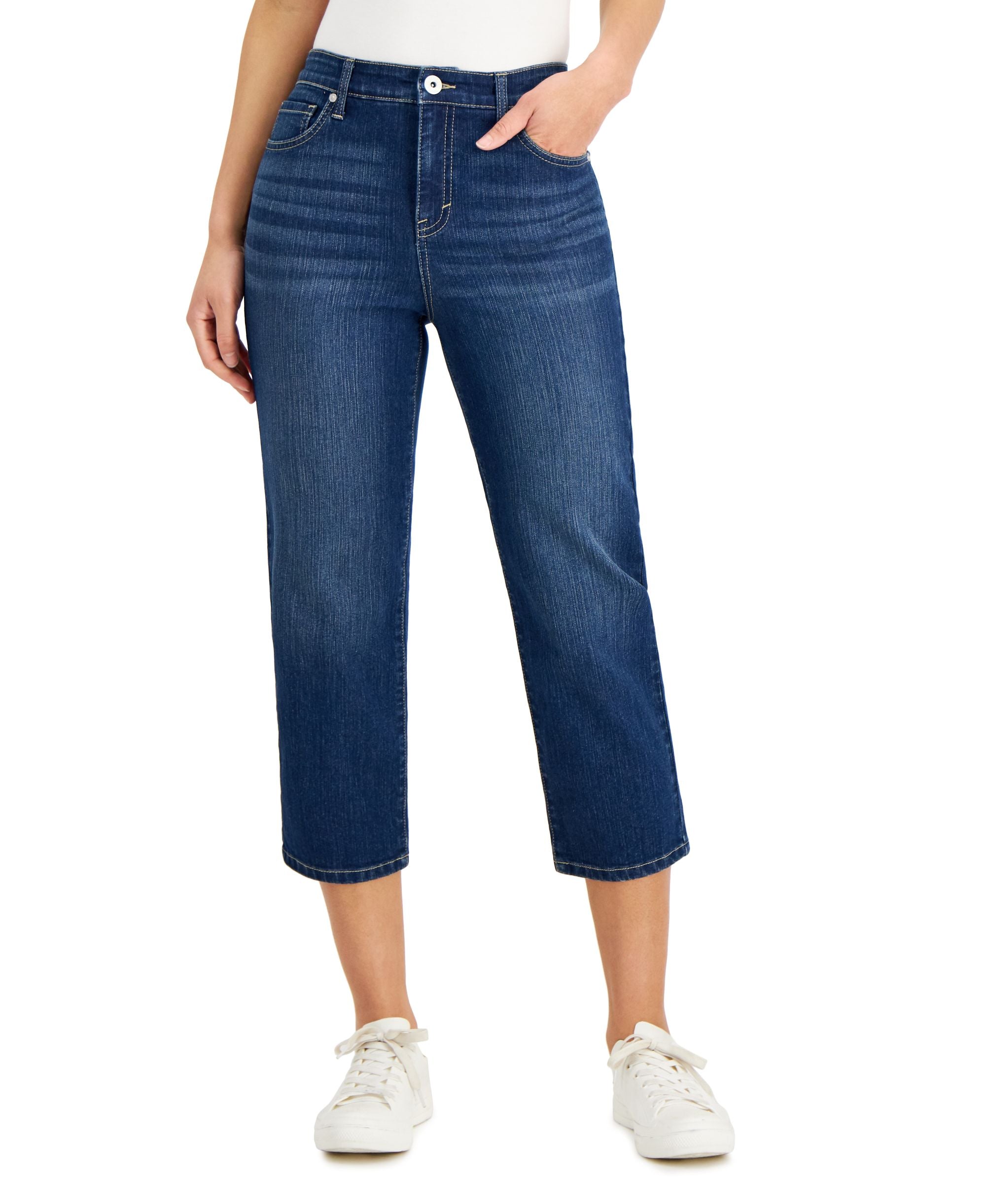 Style & Co Petite High Rise Straight Crop Jeans