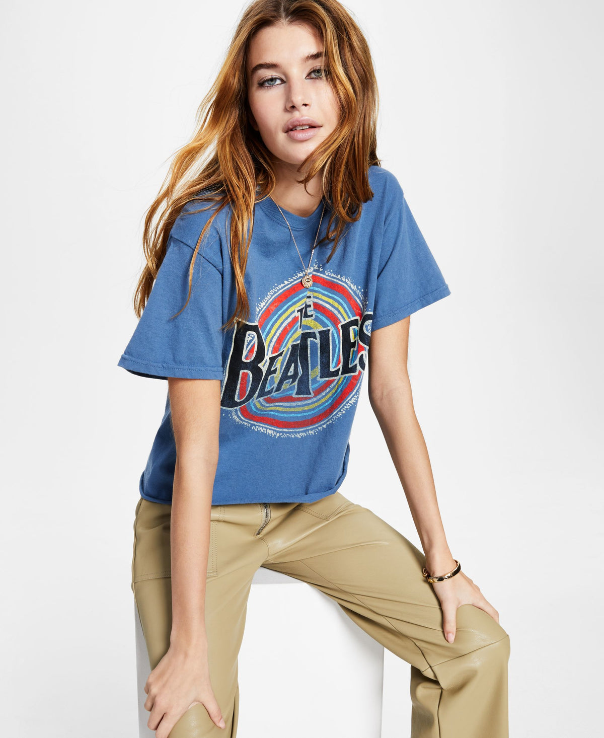 Junk Food Womens Cotton The Beatles Graphic Print Tee