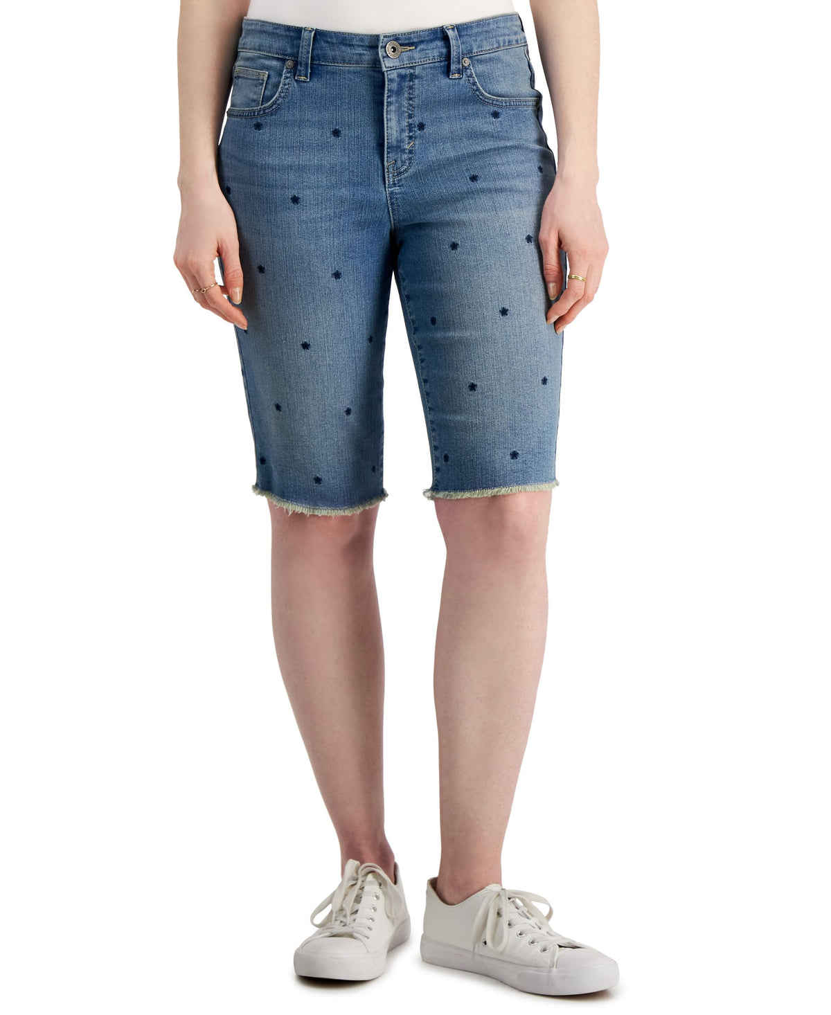 Style & Co Womens Curvy Raw Edge Bermuda Shorts