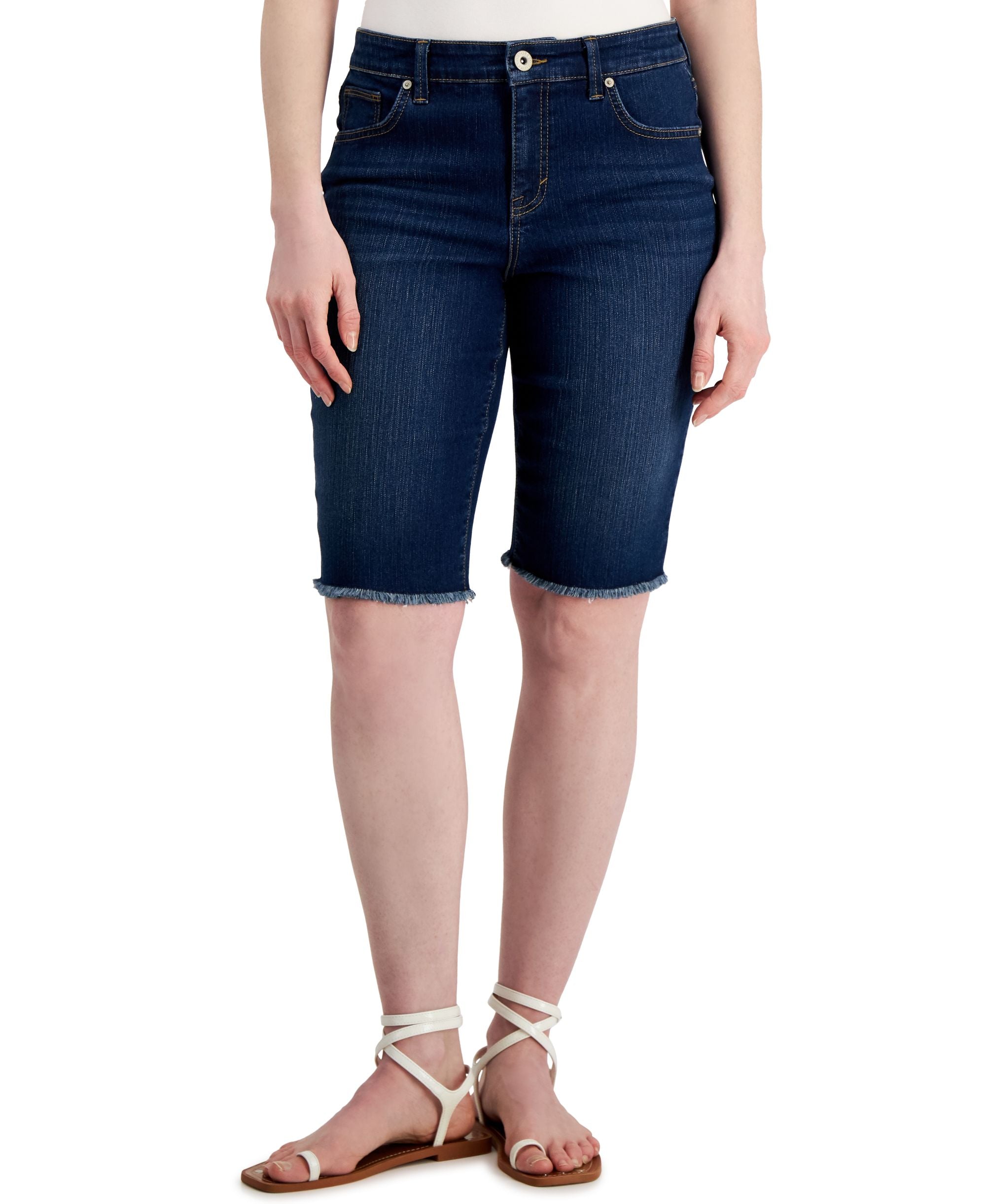Style & Co Womens Curvy Raw Edge Bermuda Shorts