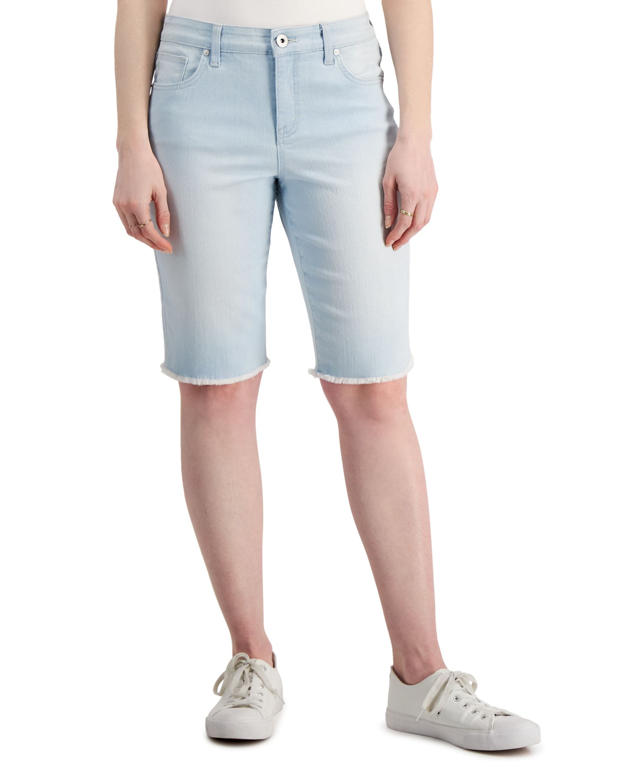 Style & Co Womens Curvy Raw Edge Bermuda Shorts