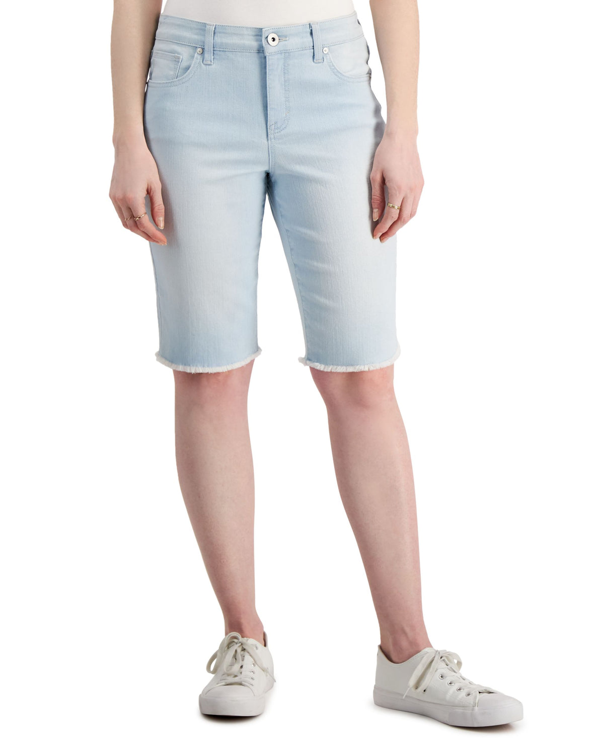 Style & Co Womens Curvy Raw Edge Bermuda Shorts