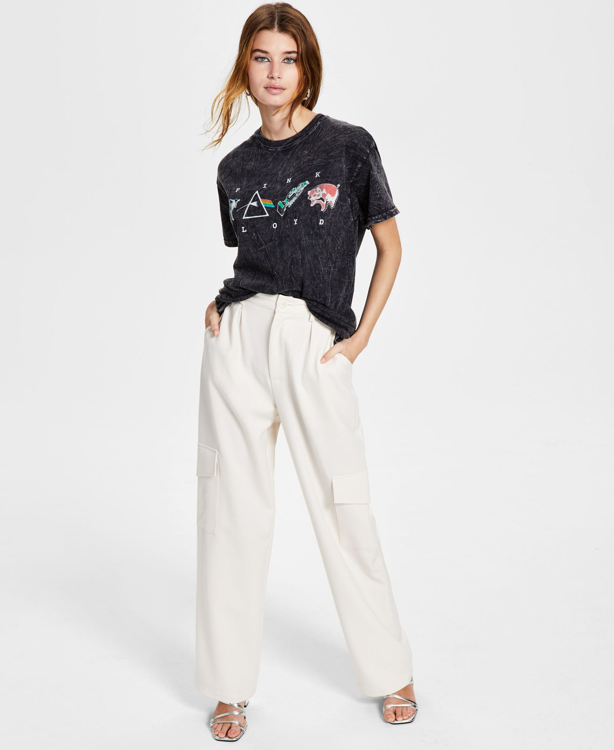 Junk Food Womens Cotton Pink Floyd Graphic Print Tee