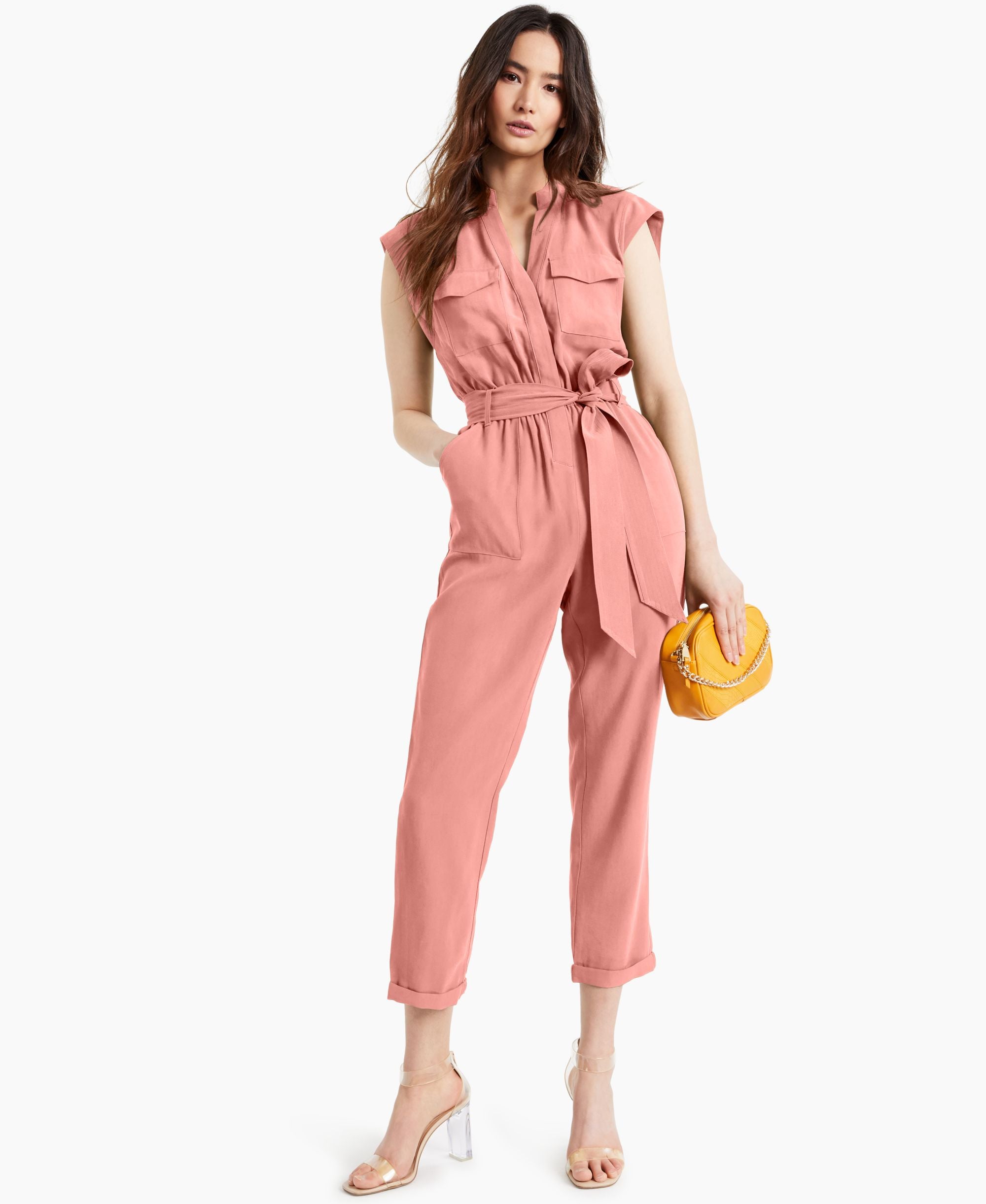 INC International Concepts Womens Belted Jumpsuit