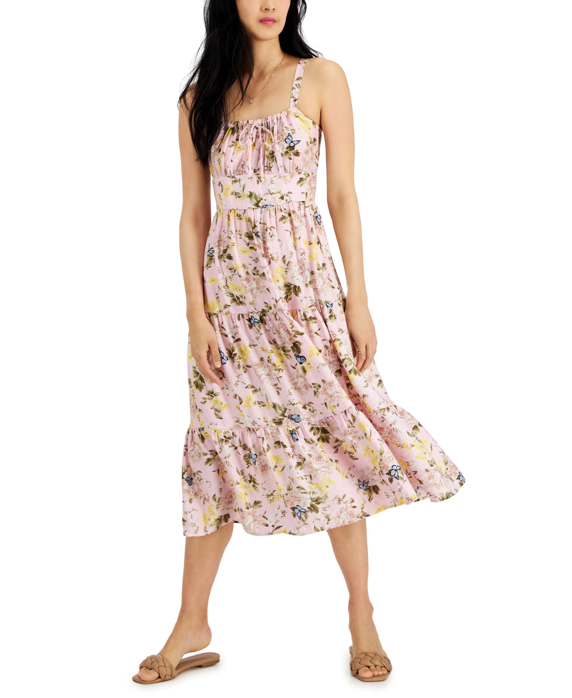Printed Tiered Midi Dress