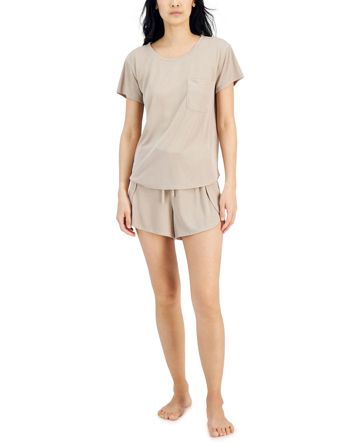 Alfani Pocket T-Shirt Tulip Hem Shorts Pajama Set