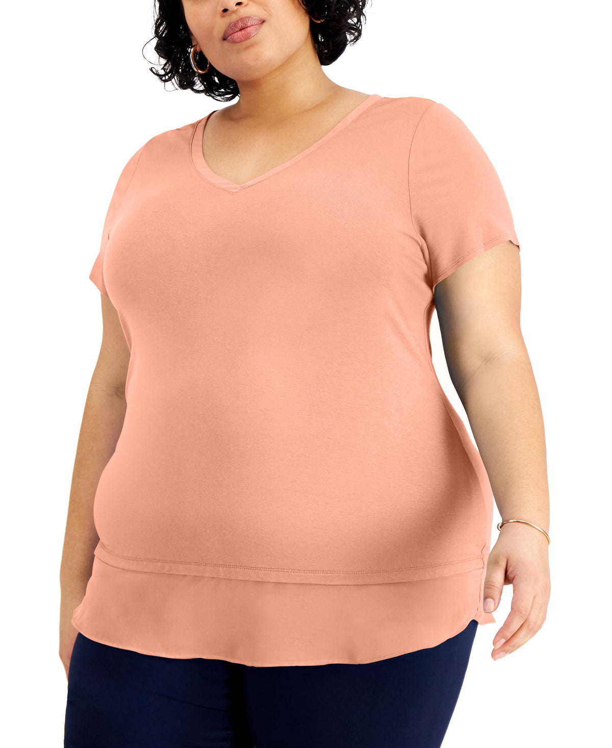 JM Collection Plus Size Layered Hem Top