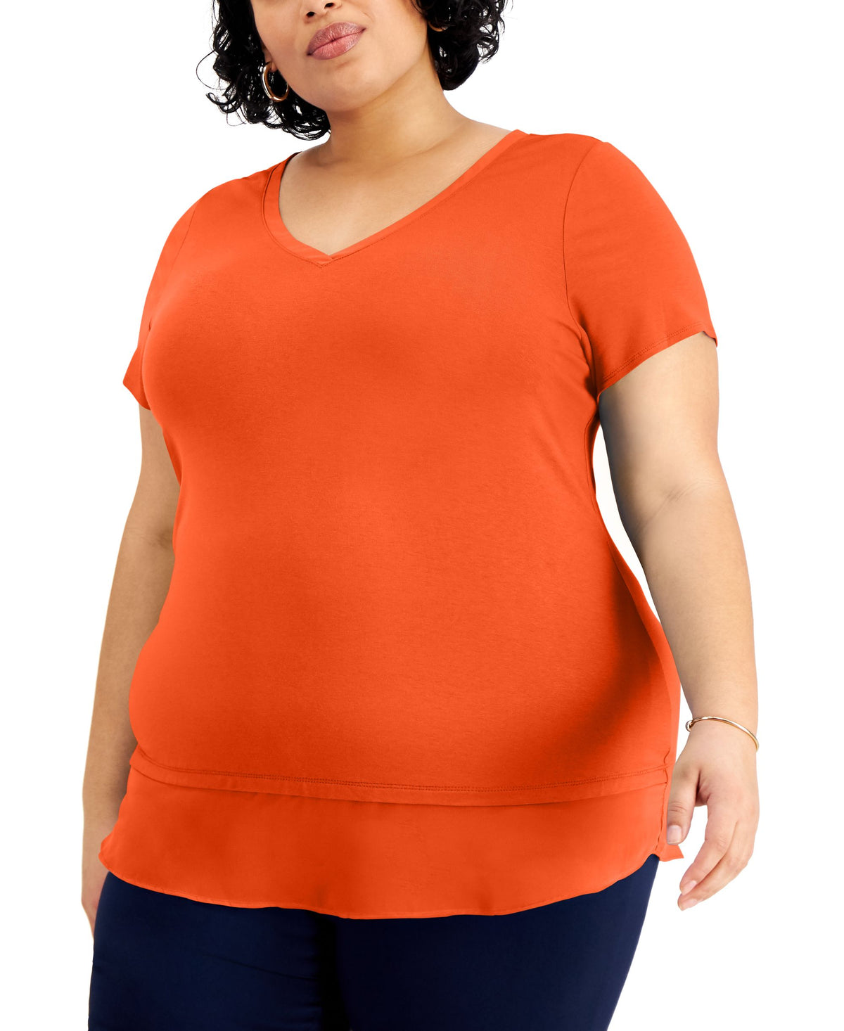 JM Collection Plus Size Layered Hem Top