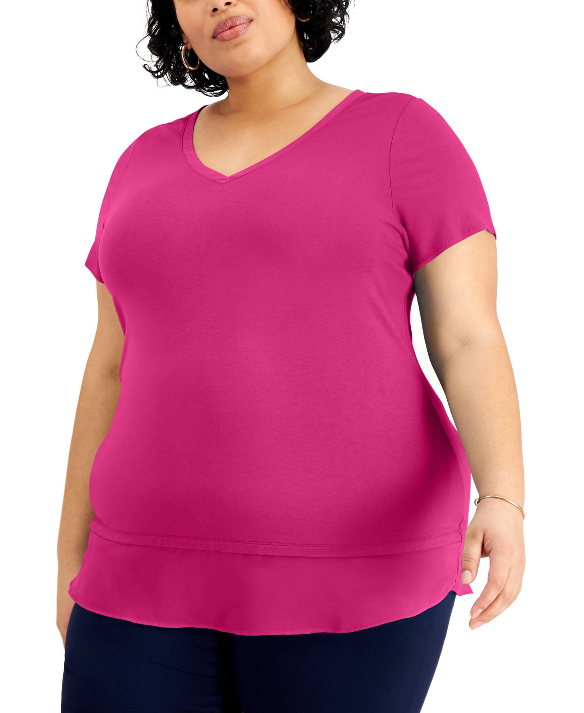 JM Collection Plus Size Layered Hem Top