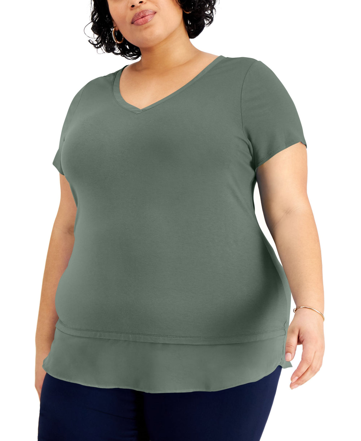 JM Collection Plus Size Layered Hem Top