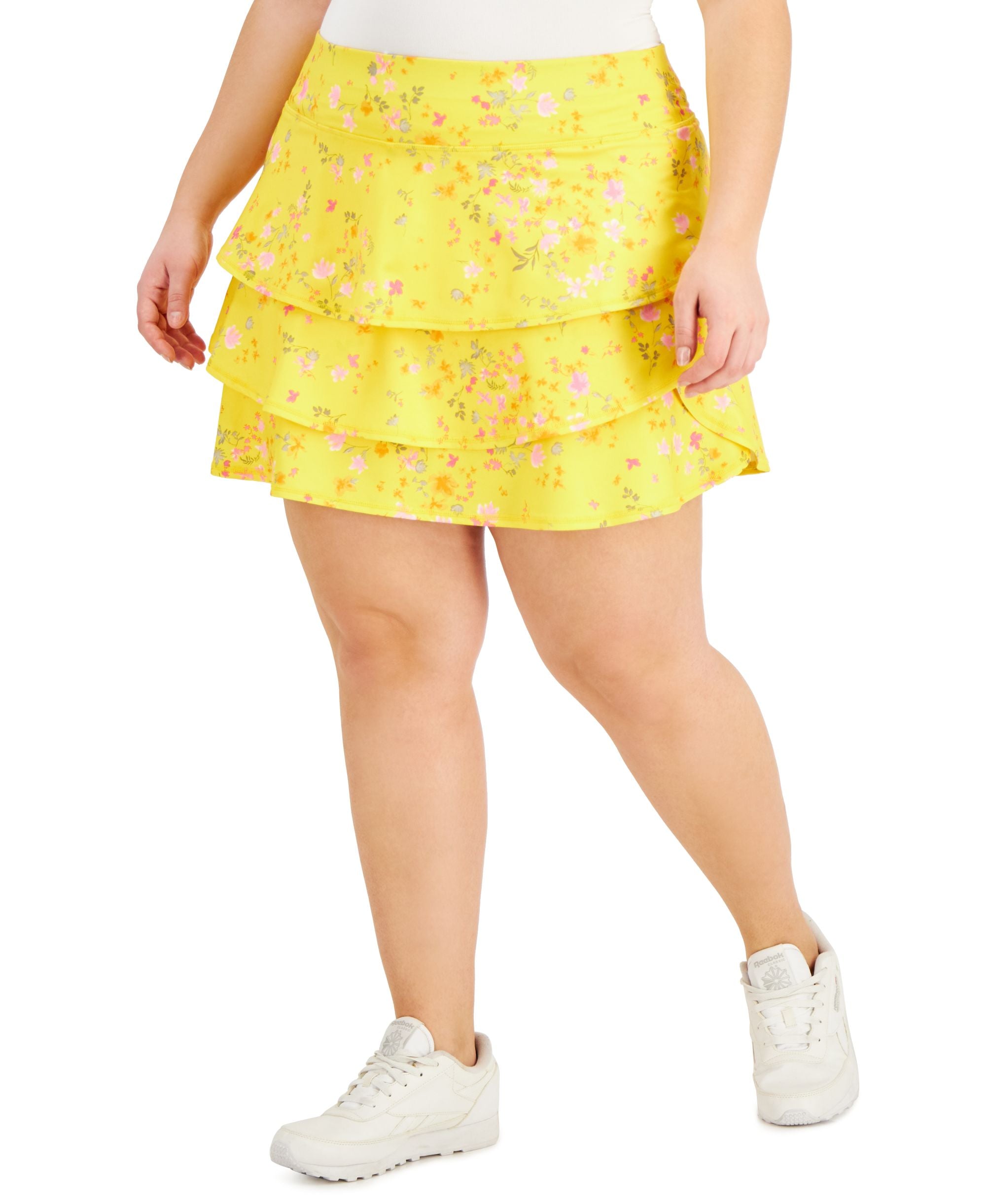 ID Ideology Plus Size Floral Print Flounce Skort