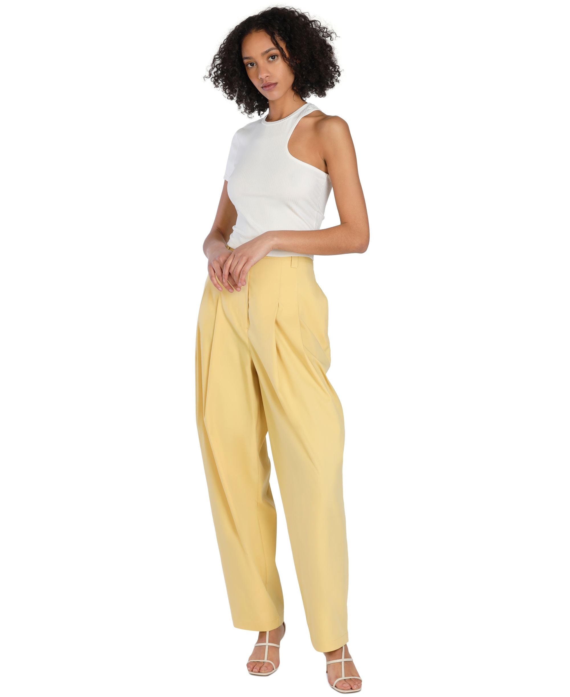 Bar III Nicole Williams English Pleated Wide Leg Relaxed Pants