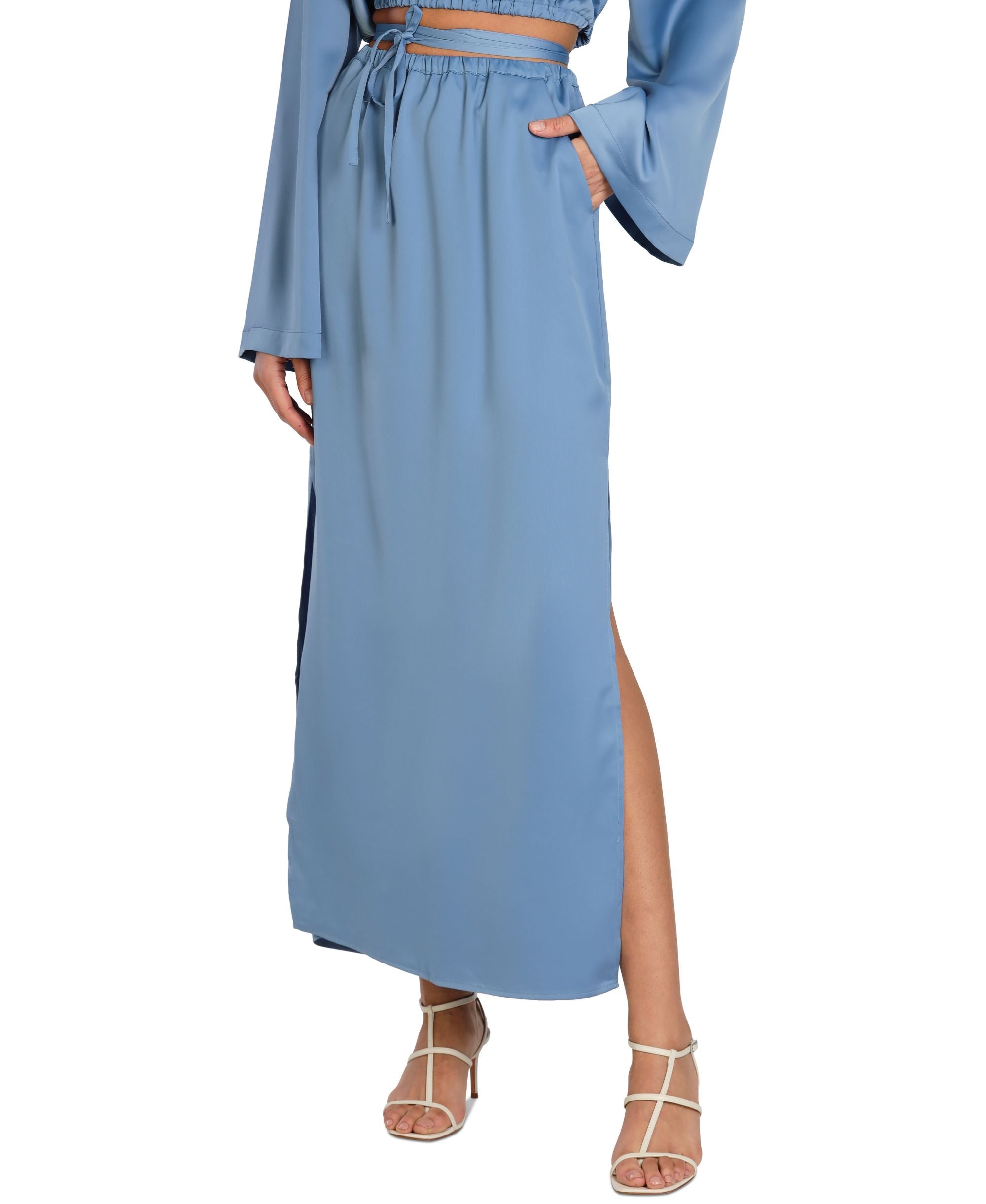 Bar III Nicole Williams English Satin Maxi Skirt