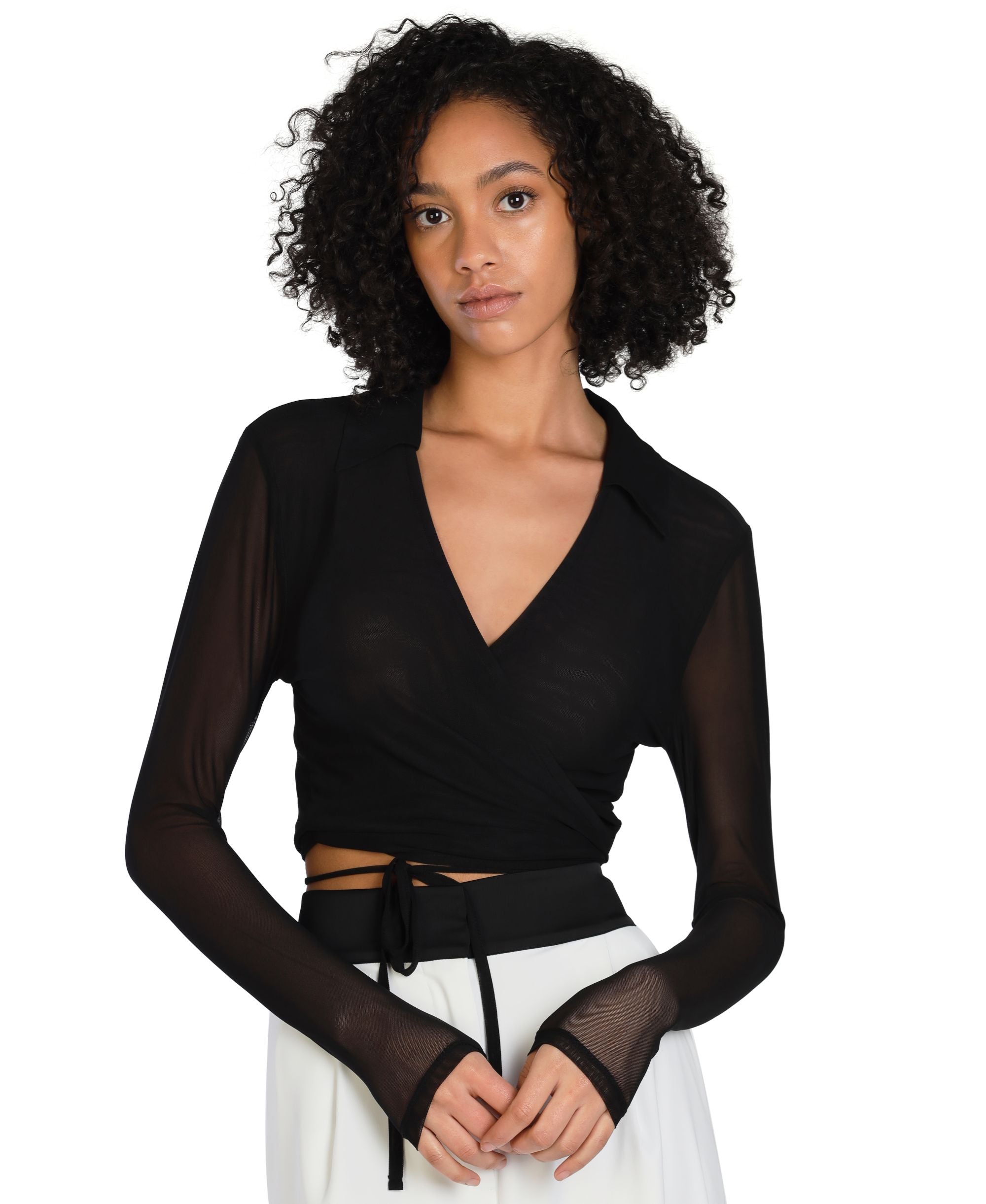 Bar III Nicole Williams English Wrap Top