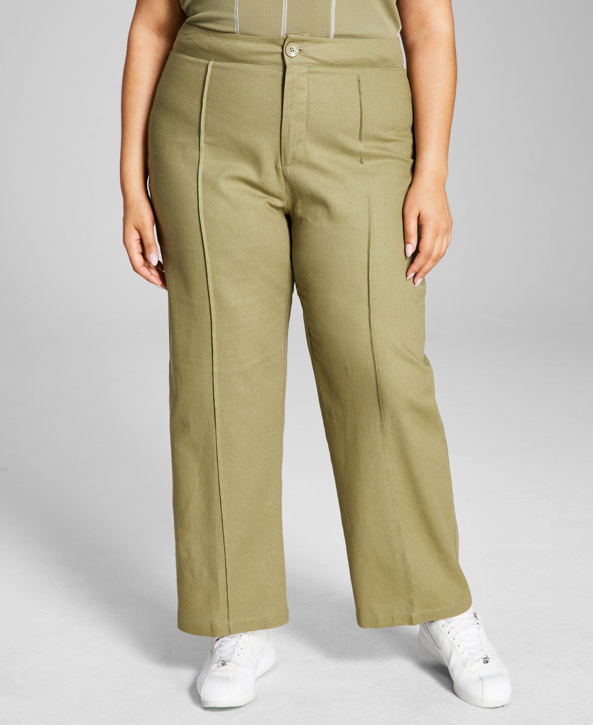 And Now This Trendy Plus Size Cotton High-Rise Pants
