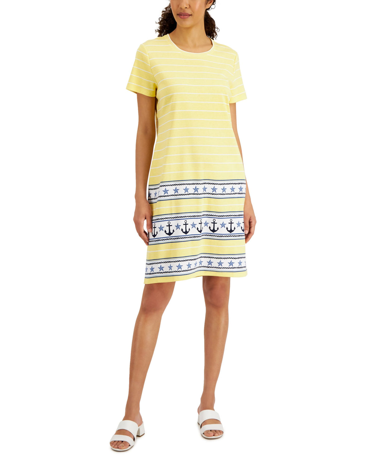 Karen Scott Womens Striped Printed Dress