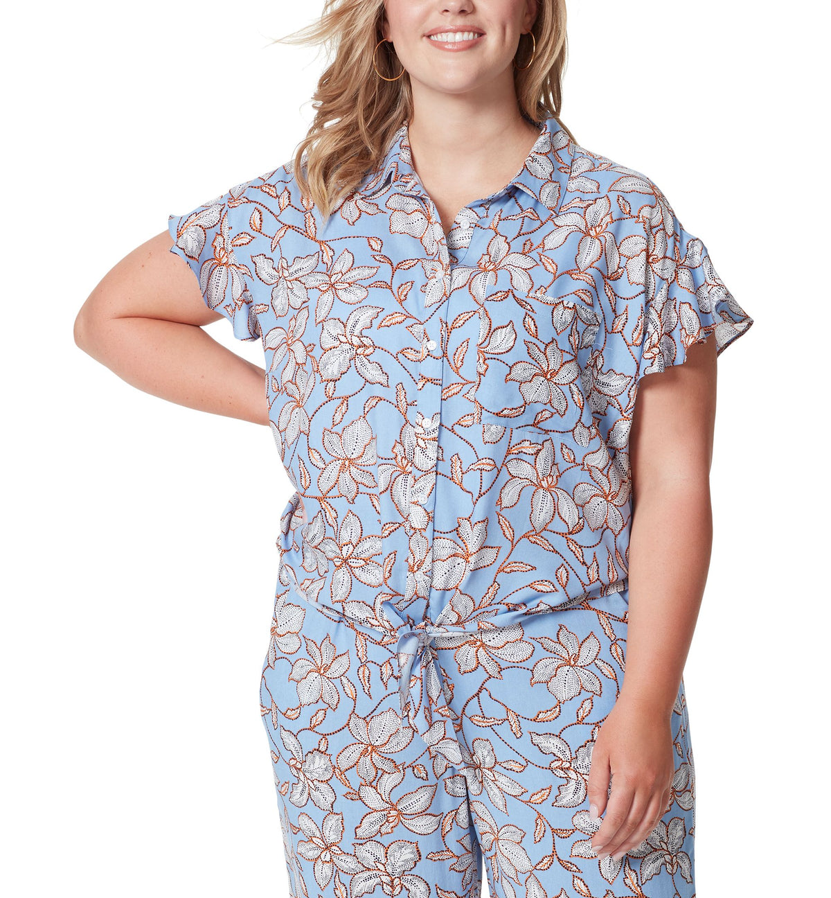Jessica Simpson Trendy Plus Size Rhea Flutter Sleeve Top