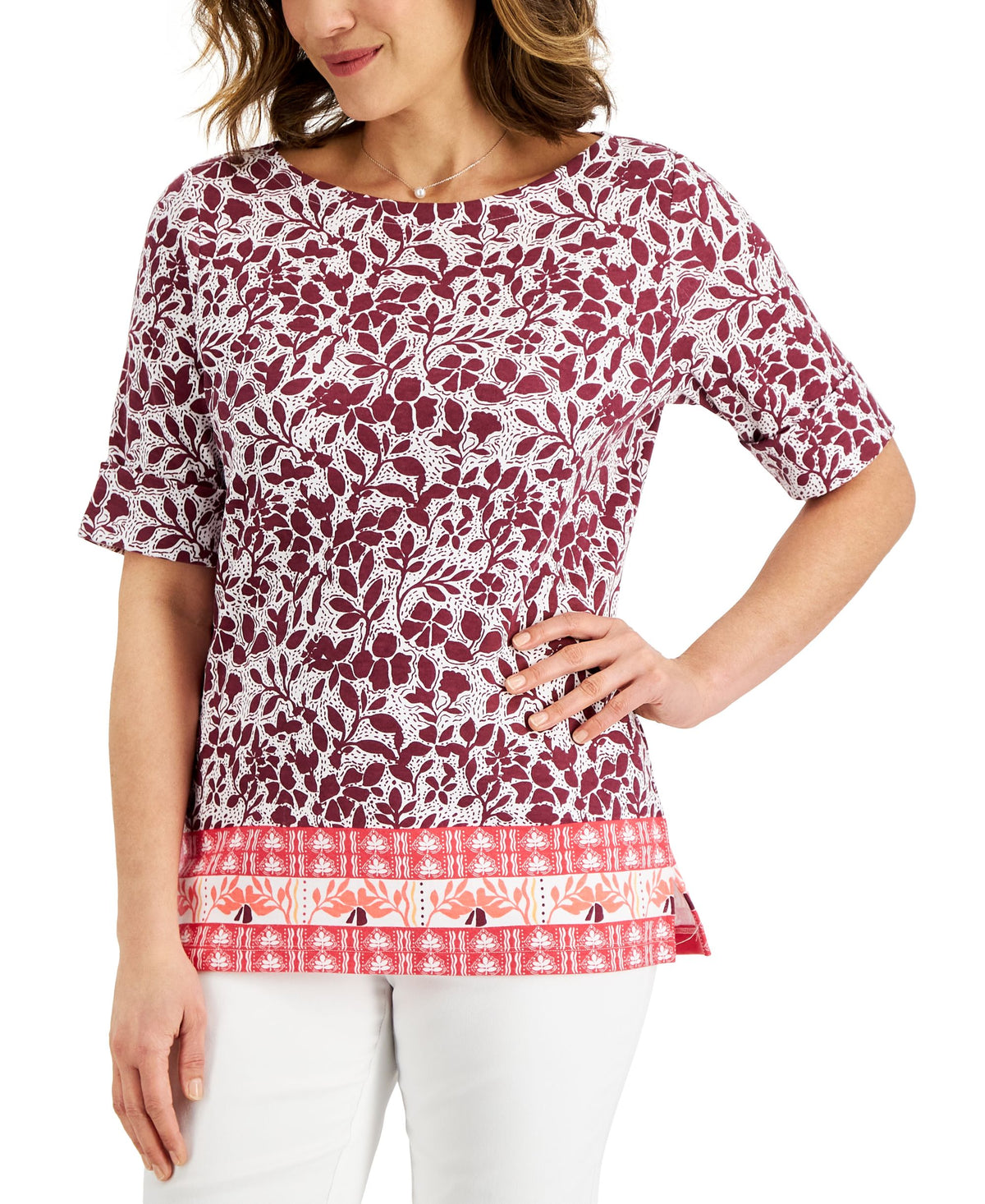 Karen Scott Womens Oahu Dreams Printed Top