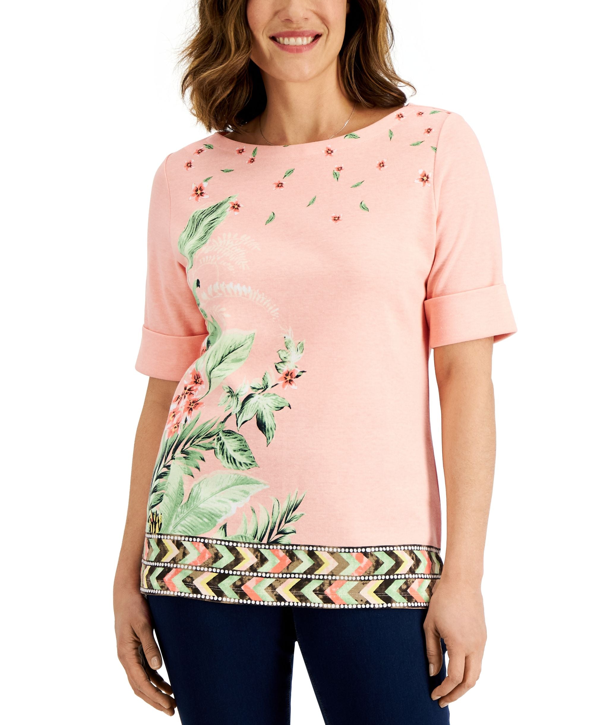 Karen Scott Womens Maui Oasis Printed Top